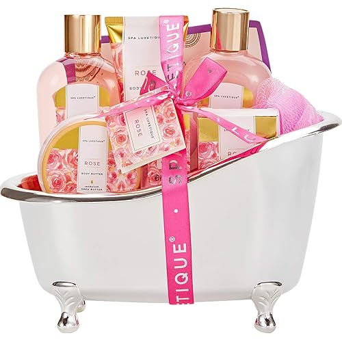 spa luxetique Gift Set For Women, Bath Sets for Women Gift, 8 Pcs Rose Spa Basket Includes Bubble Bath, Shower Gel, Body Lotion, Mom Birthday Gifts Beauty & Personal Care spa luxetique