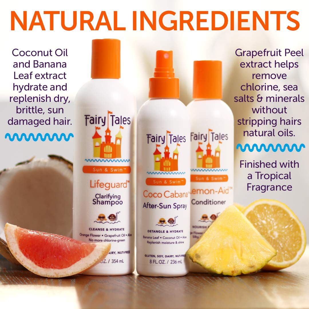 Fairy Tales Sun & Swim Shampoo & Conditioner for Kids - Chlorine Removal Swim Shampoo, Removes Green Pool Tones, Sea Salt & Mineral Buildup Beauty & Personal Care Fairy Tales