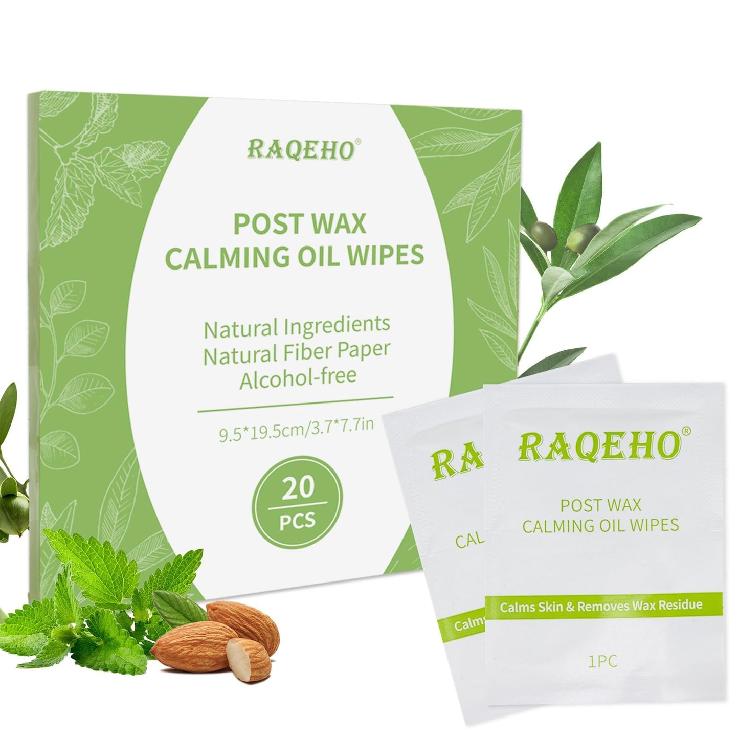 RAQEHO 20PCS Post Wax Wipes - After Waxing Calming Oil Wipes Post Wax Care for Body Facial Waxing Remover Aftercare Product for Hair Removal After Wax Beauty and Personal Care RAQEHO