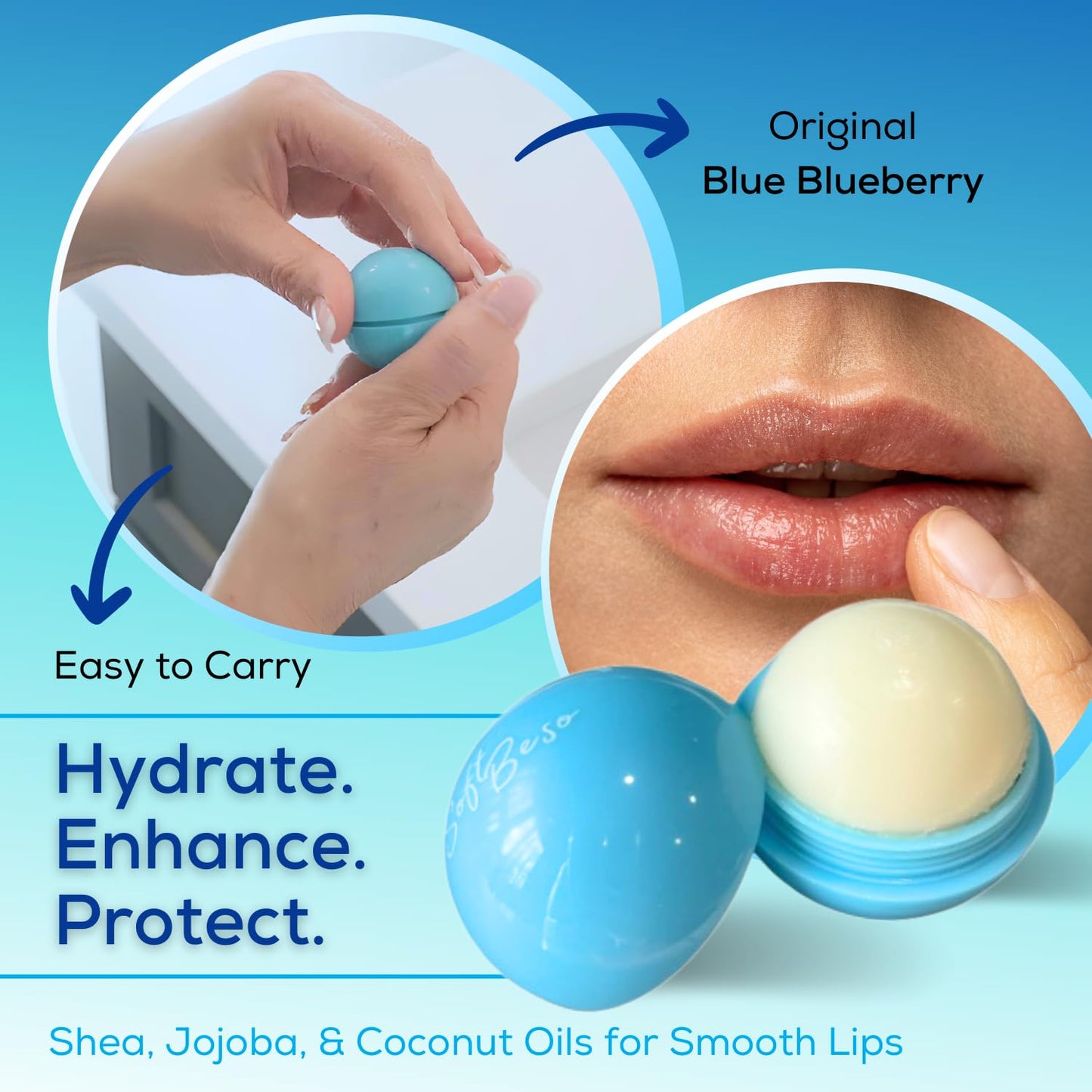 AlignerOff SoftBeso Lip Balm Blueberry Flavor - Moisturizing Lip Balm for Soft, Beautiful Lips - Hydrating & Nourishing Vegan Lip Care for Dry Beauty and Personal Care AlignerOff