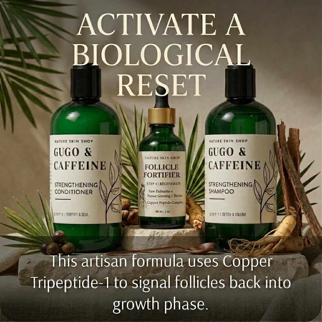 Nature Skin Shop Gugo and Copper Peptide Hair Mastery System 3 Piece Set with Strengthening Shampoo, Conditioner and 2 oz Scalp Serum Beauty & Personal Care Nature Skin Shop