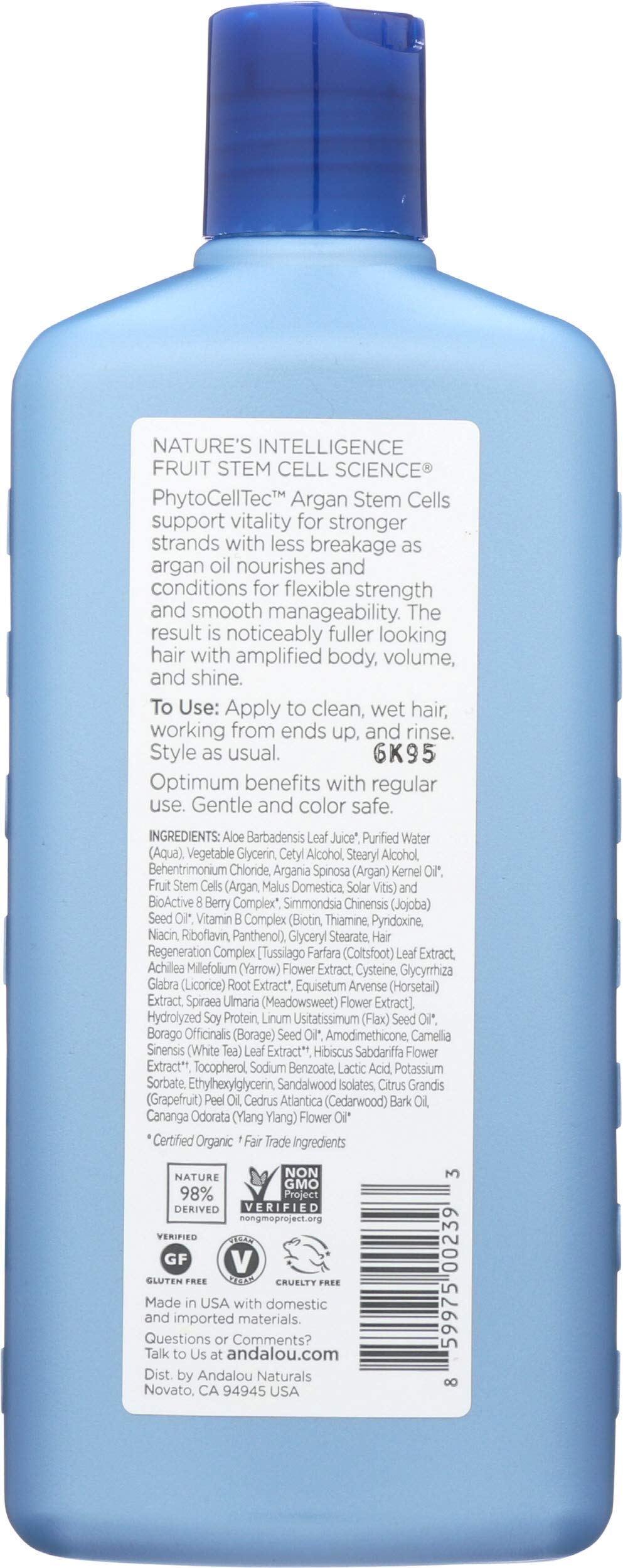 Andalou Naturals Argan Stem Cell Conditioner for Thinning Hair, 11.5oz