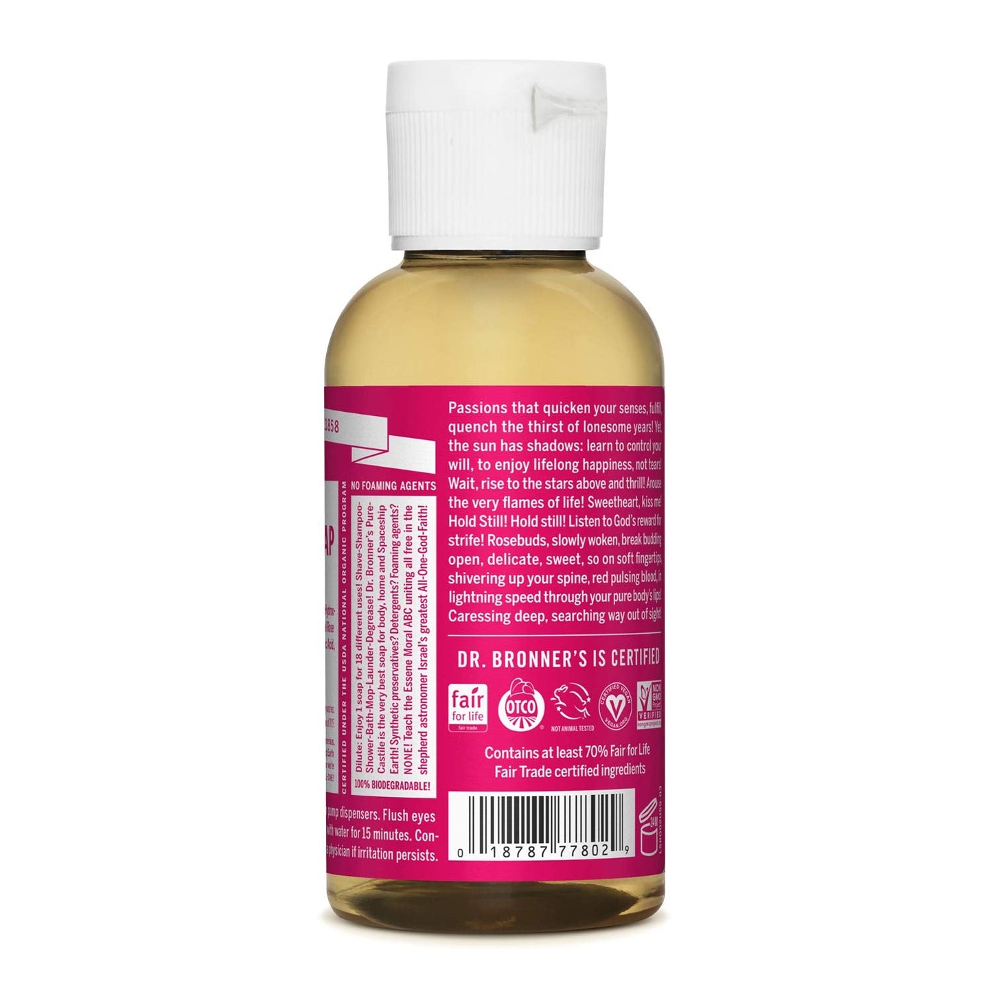Dr. Bronner's - Pure-Castile Liquid Soap (Rose, 2 ounce) - Made with Organic Oils, 18-in-1 Uses: Face, Body, Hair, Laundry, Pets and Dishes Beauty & Personal Care Dr. Bronner's
