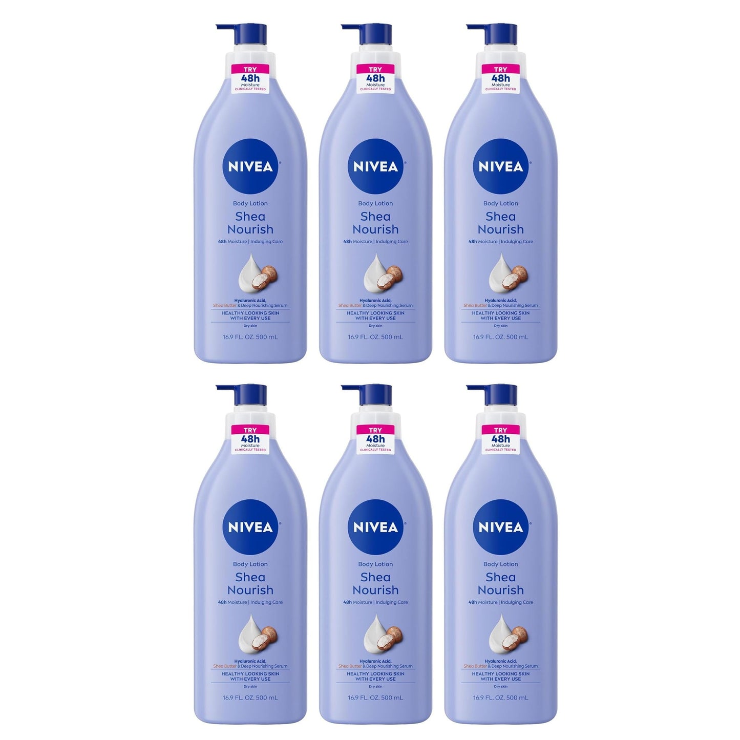 Nivea Shea Daily Moisture Body Lotion 16.9 Ounce Pump (Dry Skin) (500ml) (6 Pack) - Packaging May Vary Beauty & Personal Care NIVEA