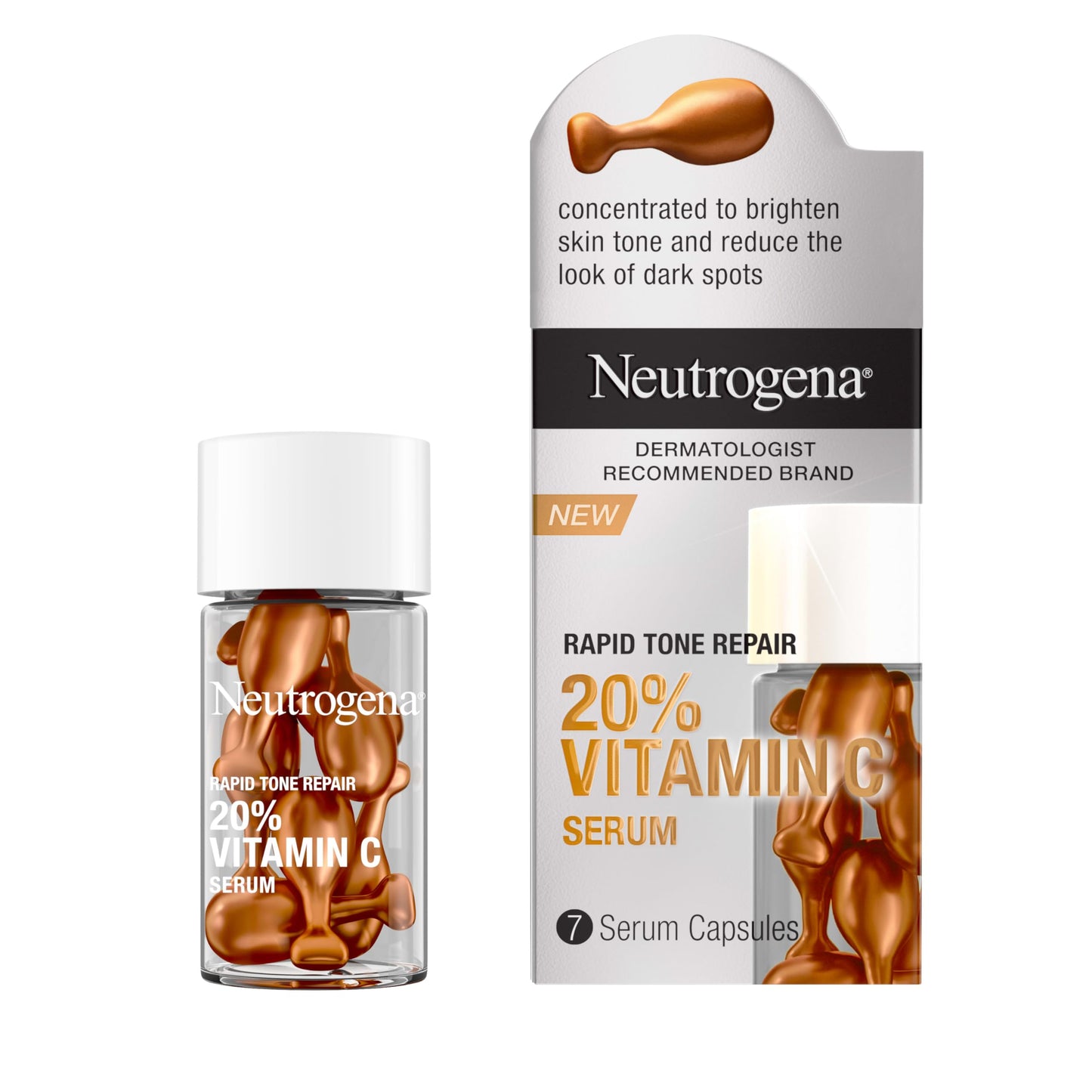 Neutrogena Rapid Tone Repair 20% Vitamin C Face Serum Capsules, Daily Facial Serum with Vitamin C to Help Brighten Skin Tone & Reduce Look of Dark Beauty & Personal Care Neutrogena