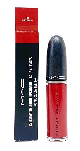 MAC Retro Matte Liquid Lipcolour - 134 Ruby Phew! (Vivid blue-red) .17 Fl Oz/5mL Beauty & Personal Care MAC