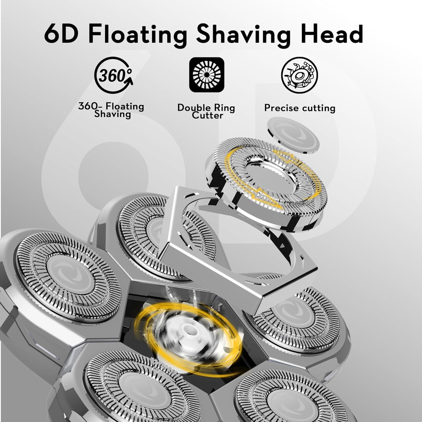 Kibiy 6D Blade Replacement Heads,Electric Shaver Replacement Head for Electric Razor for Men Wet and Dry Compatible Many Models Waterproof Head Beauty and Personal Care Kibiy
