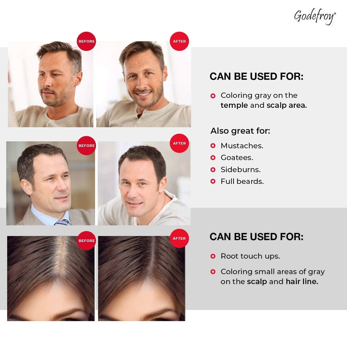 Godefroy Hair Color Tint Kit 4 Application and 1 oz Coloring Stain Remover Combo, Complete Coverage of Gray Hair Roots, Salon Quality Results Beauty & Personal Care Godefroy