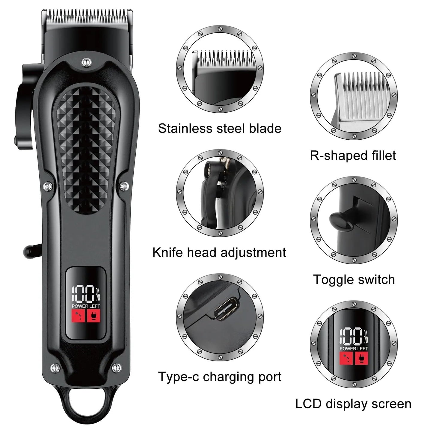 GLESVOWIO Hair Clippers for Men Electric Hair Clipper UBS Rechargeable Cordless Beard Trimmer Men Powerful Electric Hair Clipper Trimming Tool Beauty and Personal Care GLESVOWIO