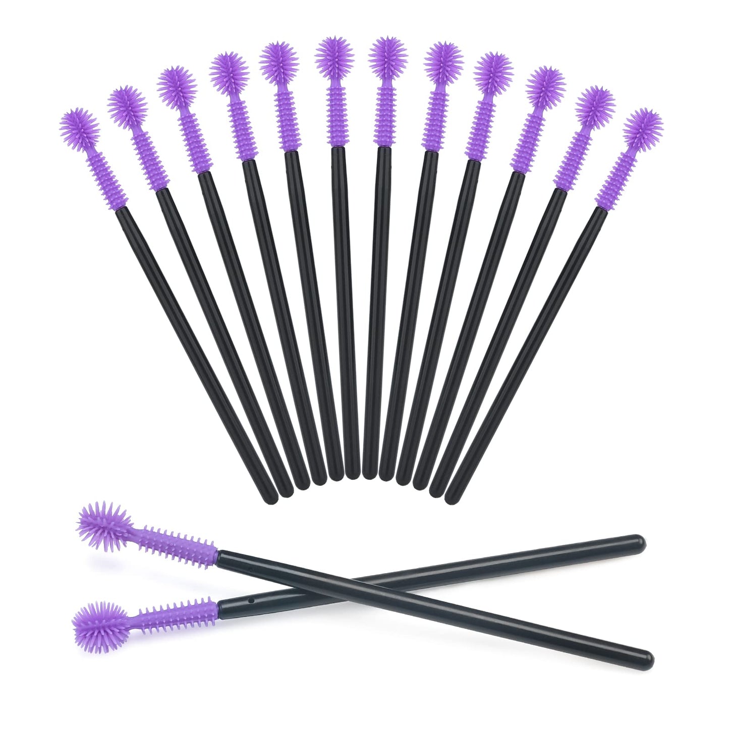 G2PLUS 50PCS Silicone Eyelash Brushes, Purple Disposable Mascara Wands, Adjustable Ball- Shape Eyelash Spoolies, Eyebrow Brushes for Eyelash Extension Beauty & Personal Care G2PLUS