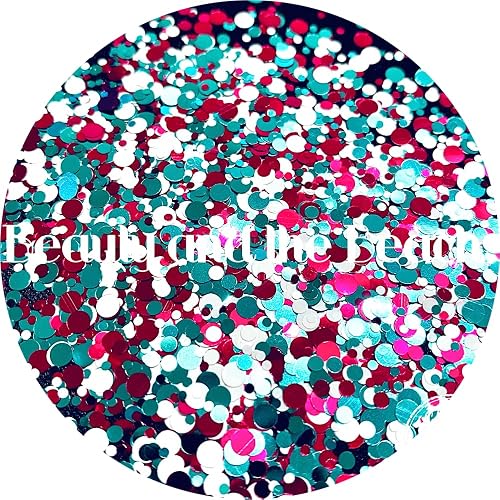 Pink Teal Dots Polyester Glitter | Craft Glitter | Glitter for Arts & Crafts | Tumblers | Cosmetics | Nails | Epoxy Resin Art | Slime | DIY | Body Beauty & Personal Care Glitter Heart Co.