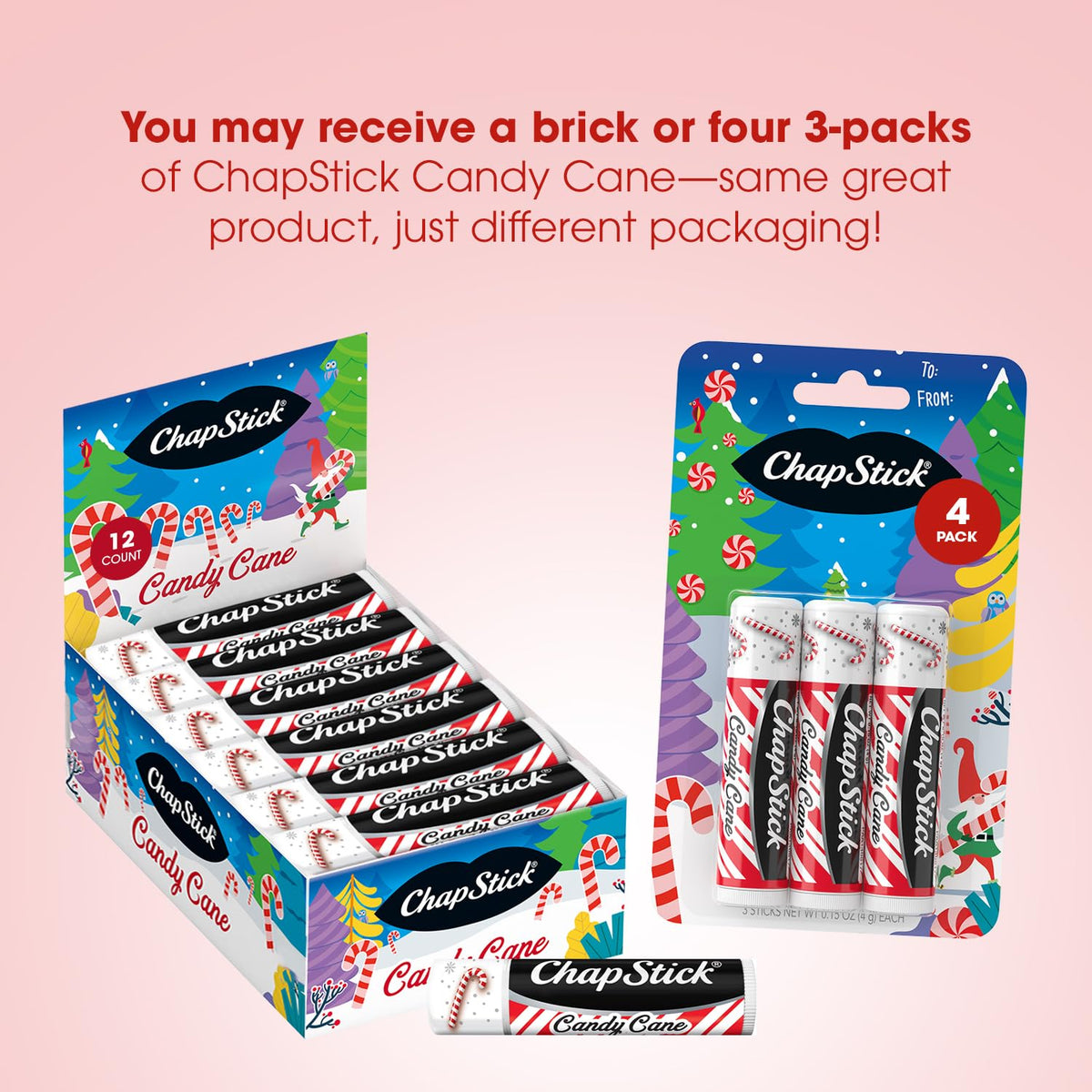 ChapStick Bulk Lip Balm, Candy Cane Packs (12 Sticks) - Fresh & Minty Lip Moisturizer, Stocking Stuffer, 0.15 Oz Ea Beauty & Personal Care ChapStick
