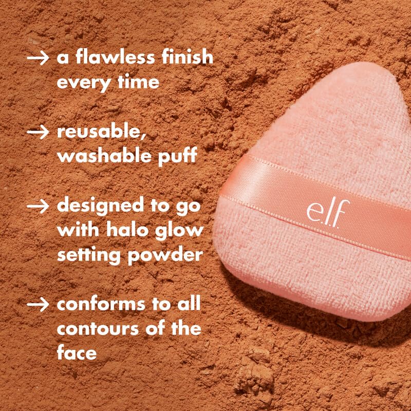 e.l.f. Halo Glow Powder Puff, Soft, Reusable Powder Puff For Applying Loose Or Pressed Powders, Easily Conforms To The Face, Vegan & Cruelty-free Beauty & Personal Care e.l.f.