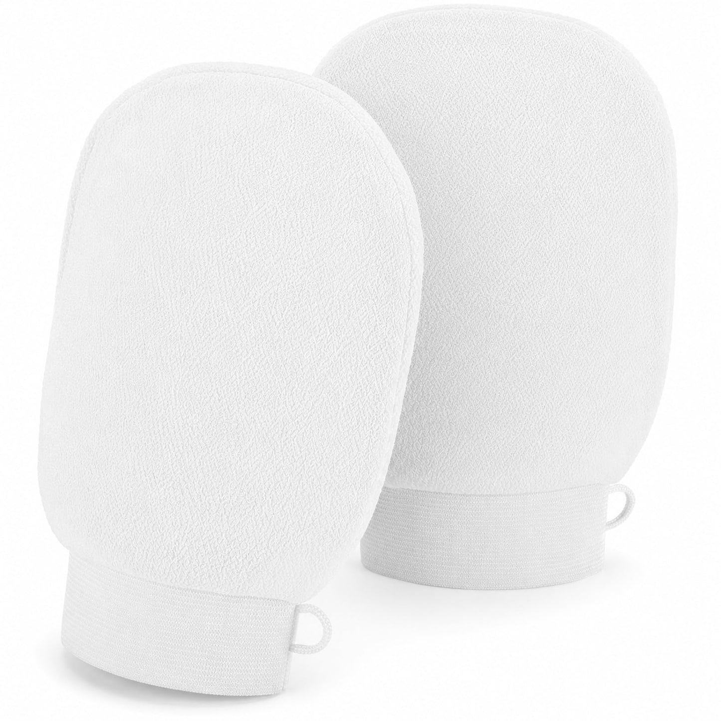 LOGOFUN 2PCS Exfoliator Gloves White Body Scrub Shower Bath Mitts Beauty and Personal Care LOGOFUN