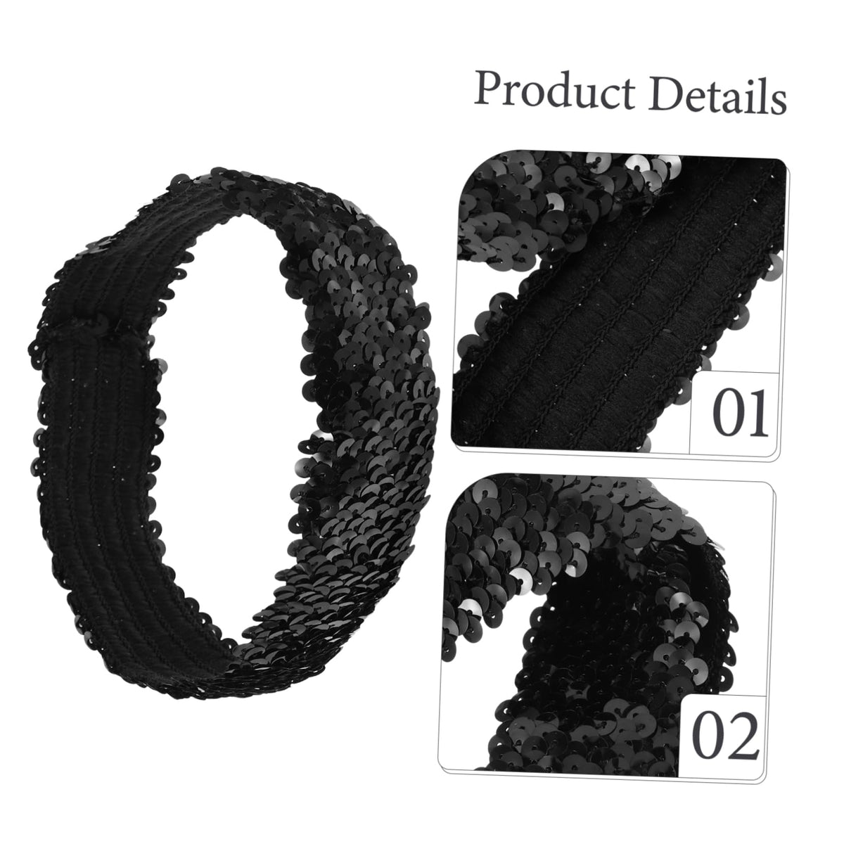 Beaupretty Sequin Headband Elastic Glitter Hairband for Women and Girls Padded Sports Headwear Hair Accessory for Birthday Party Cosplay Halloween