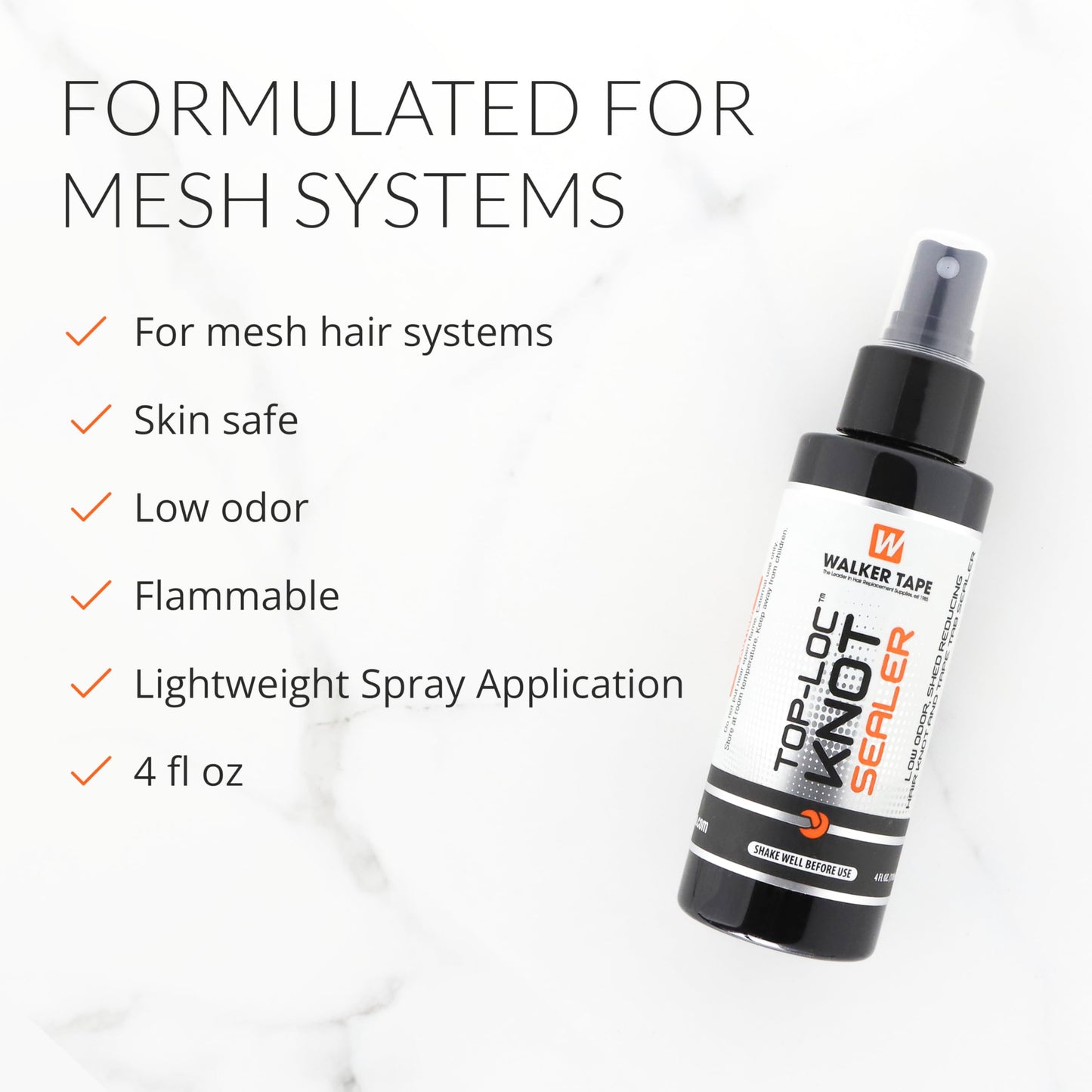 Walker Tape Top-Loc Knot Sealer Spray 4 fl oz, Mesh System Protector for Delicate Knots, Reduces Shedding and Extends Hairpiece Life, Professional Beauty & Personal Care Walker Tape