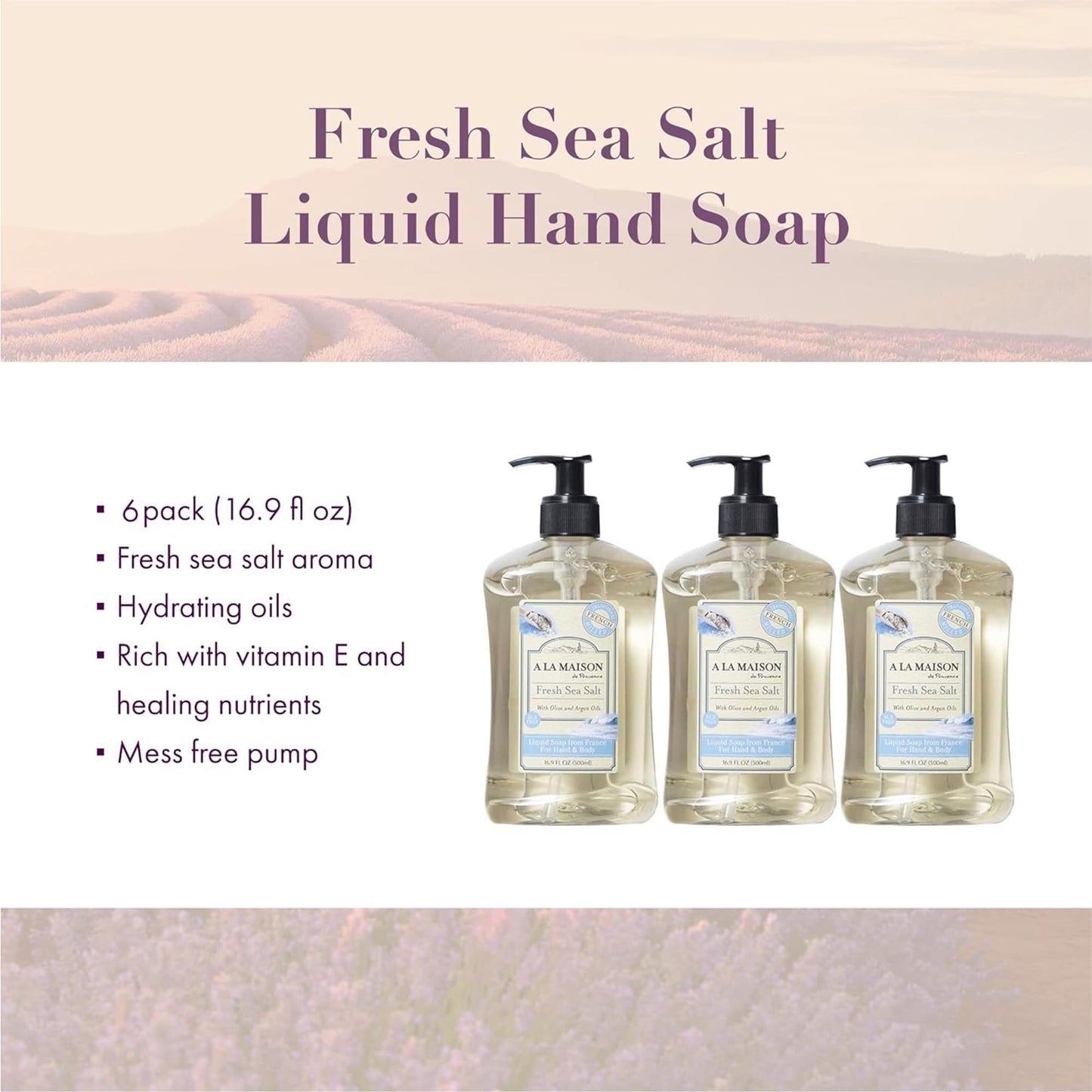 A LA MAISON French Liquid Hand Soap, Fresh Sea Salt - Natural Hand Wash Made with Essential Oils - Biodegradable, Plant-Based, Vegan, Cruelty-Free Beauty & Personal Care A LA MAISON