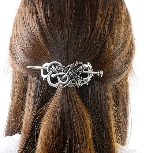 Viking Celtic Hair Slide Hairpins- Viking Hair Accessories Celtic Knot Hair Barrettes Antique Silver Hair Sticks Irish Hair Decor for Long Hair Beauty & Personal Care idavallen