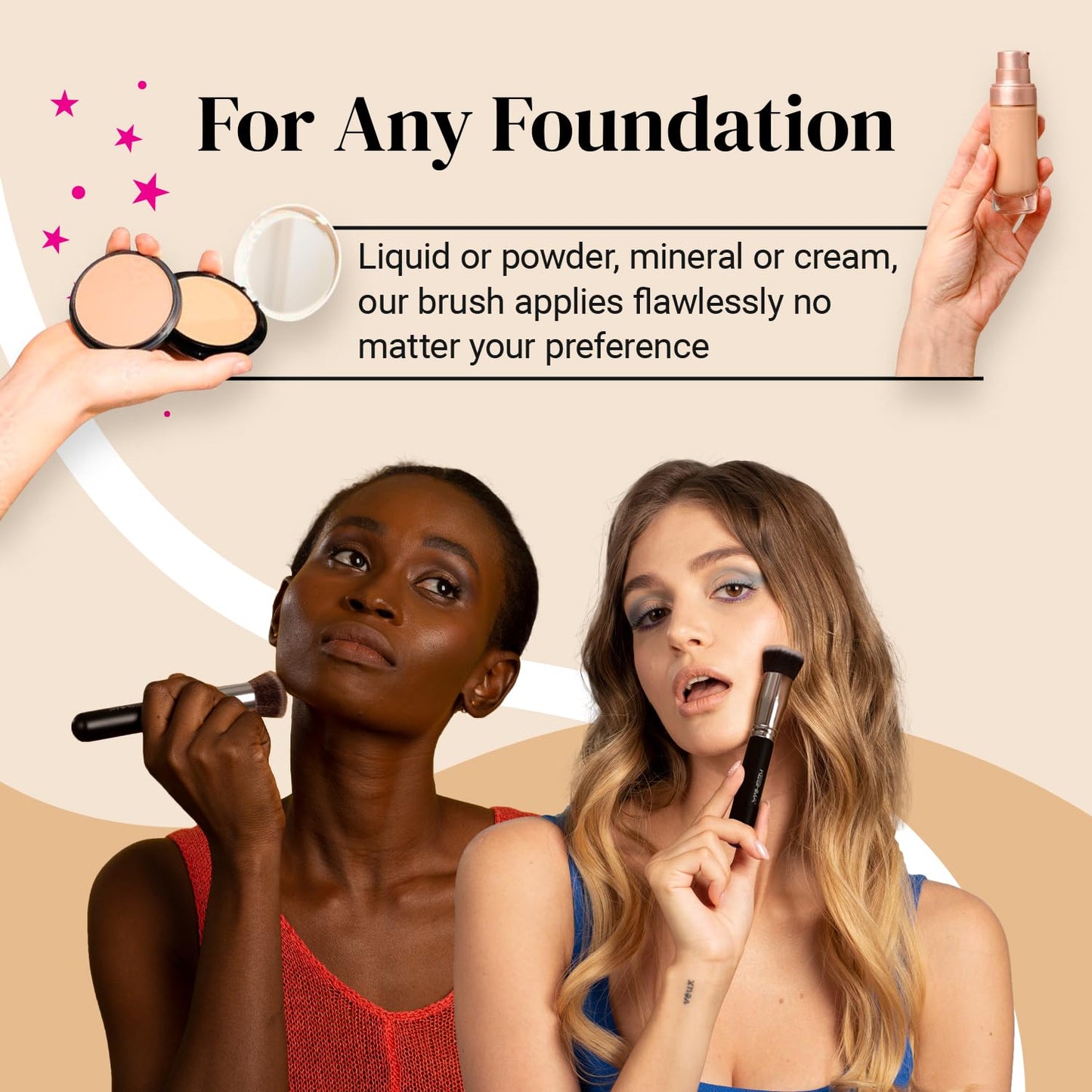 Flat Top Kabuki Foundation Brush By KESHIMA - Premium Makeup Brush for Liquid, Cream, and Powder - Buffing, Blending, and Face - 1.2" Top Diameter Beauty & Personal Care KESHIMA