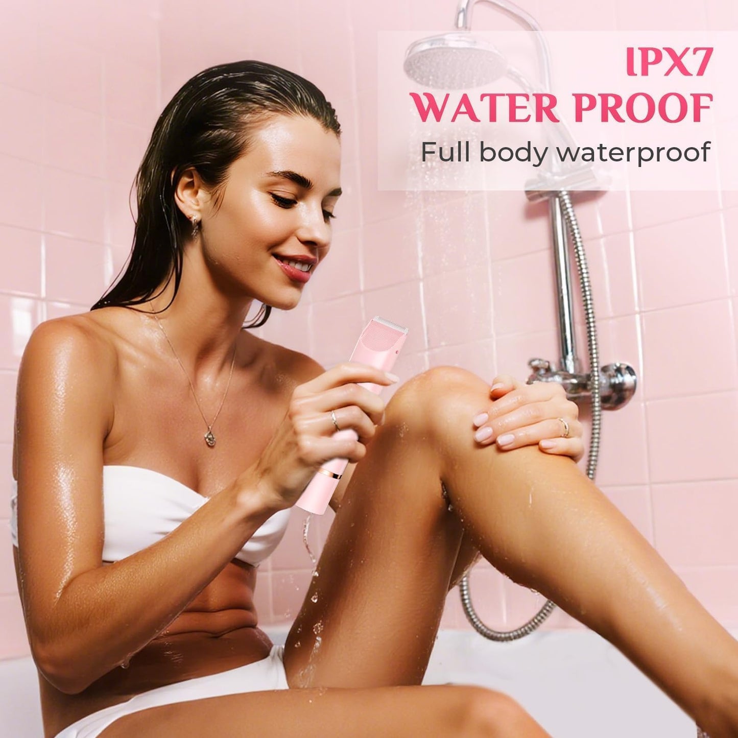 Mpotmiy 2-in-1 Electric Bikini Trimmer for Women - Dual Head Electric Razor, Waterproof Painless Shaver, Pubic Hair Trimmer for Private Area & Body Beauty and Personal Care Mpotmiy