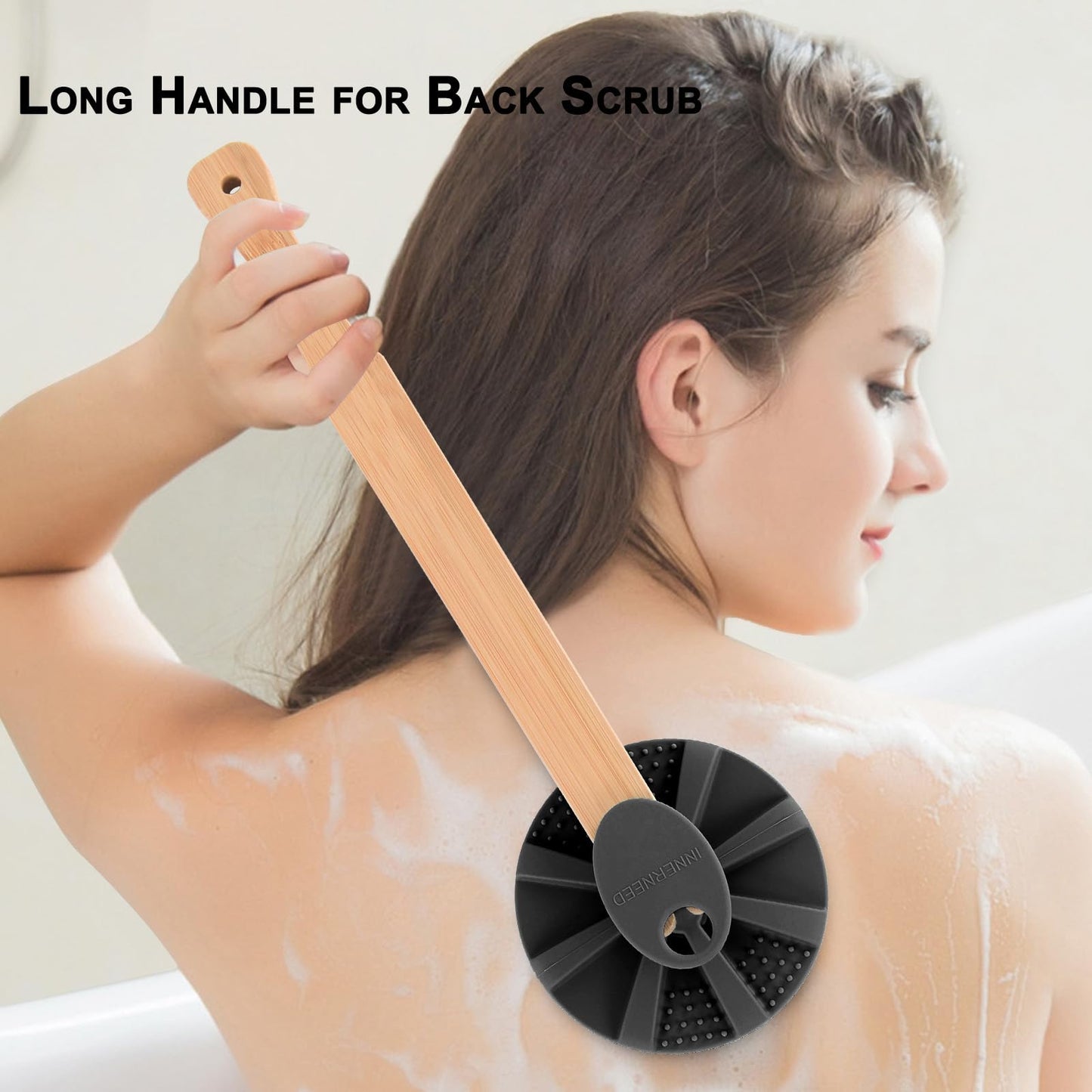 Bamboo Long Handle for INNERNEED Round Body Scrubber, for Back Scrub Beauty & Personal Care INNERNEED