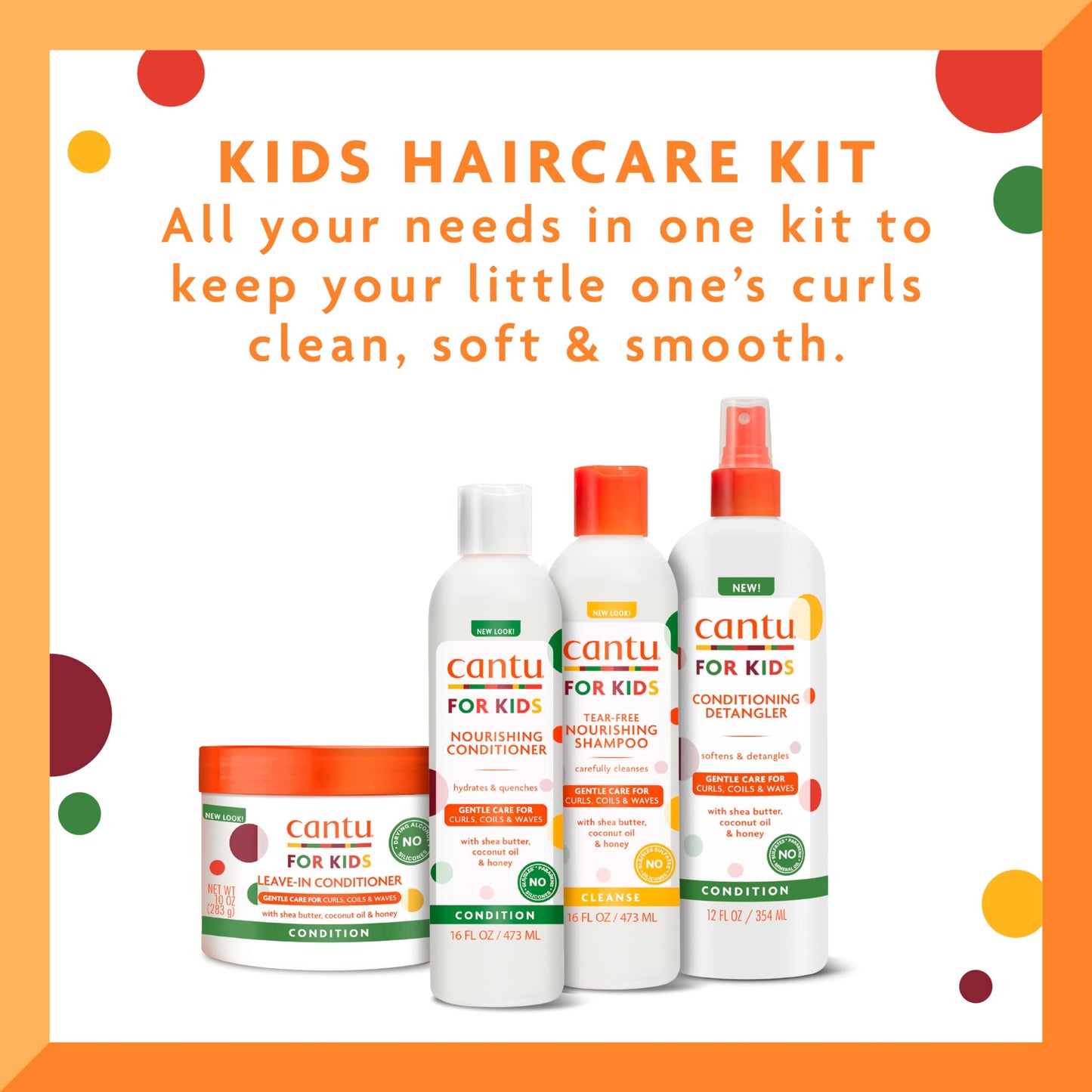 Cantu Care for Kids Haircare Regimen Set with Large Size Shampoo + Conditioner + Detangler + Leave-In Conditioner (Pack of 4) Beauty & Personal Care Cantu