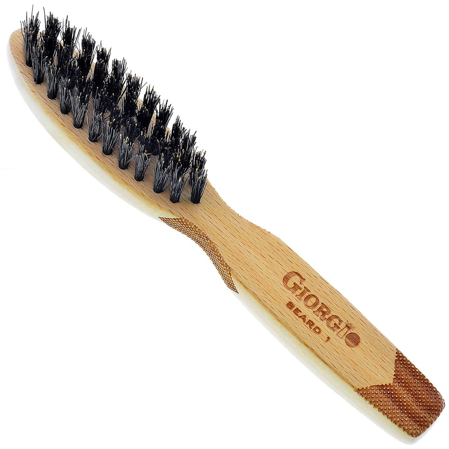 Giorgio GBRD1 Small Travel Men's Mustache and Beard Brush, Natural Boar Bristle for Flawless Shaping and Grooming. Ergonomic Grip Wood Handle. Dry or Beauty and Personal Care GIORGIO