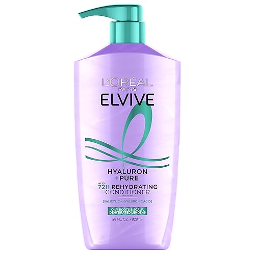 L'Oreal Paris Elvive Hyaluron + Pure 72H Rehydrating Conditioner for Oily Hair, Hair Conditioner with Salicylic and Hyaluronic Acid, 28 Fl Oz Beauty & Personal Care L'Oreal Paris