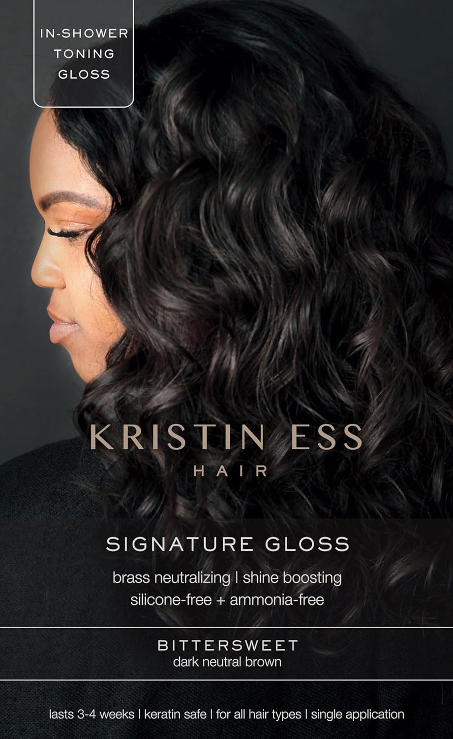 Kristin Ess Hair Gloss in Bittersweet Dark Brunette - 4 Wk Semi Permanent Hair Color for Women - Dark Brown Color Depositing Conditioner & Toner Beauty & Personal Care Kristin Ess