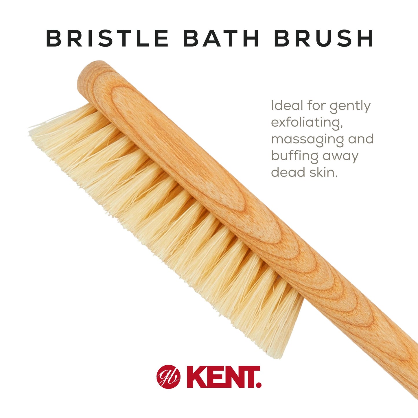 Kent FD5 Beechwood Wood Long Handle Shower Bath Body Brush. for Skin Exfoliate and Massage. 100% Boar Bristles. Best Back Body, Foot and Leg Scrubber Beauty and Personal Care KENT
