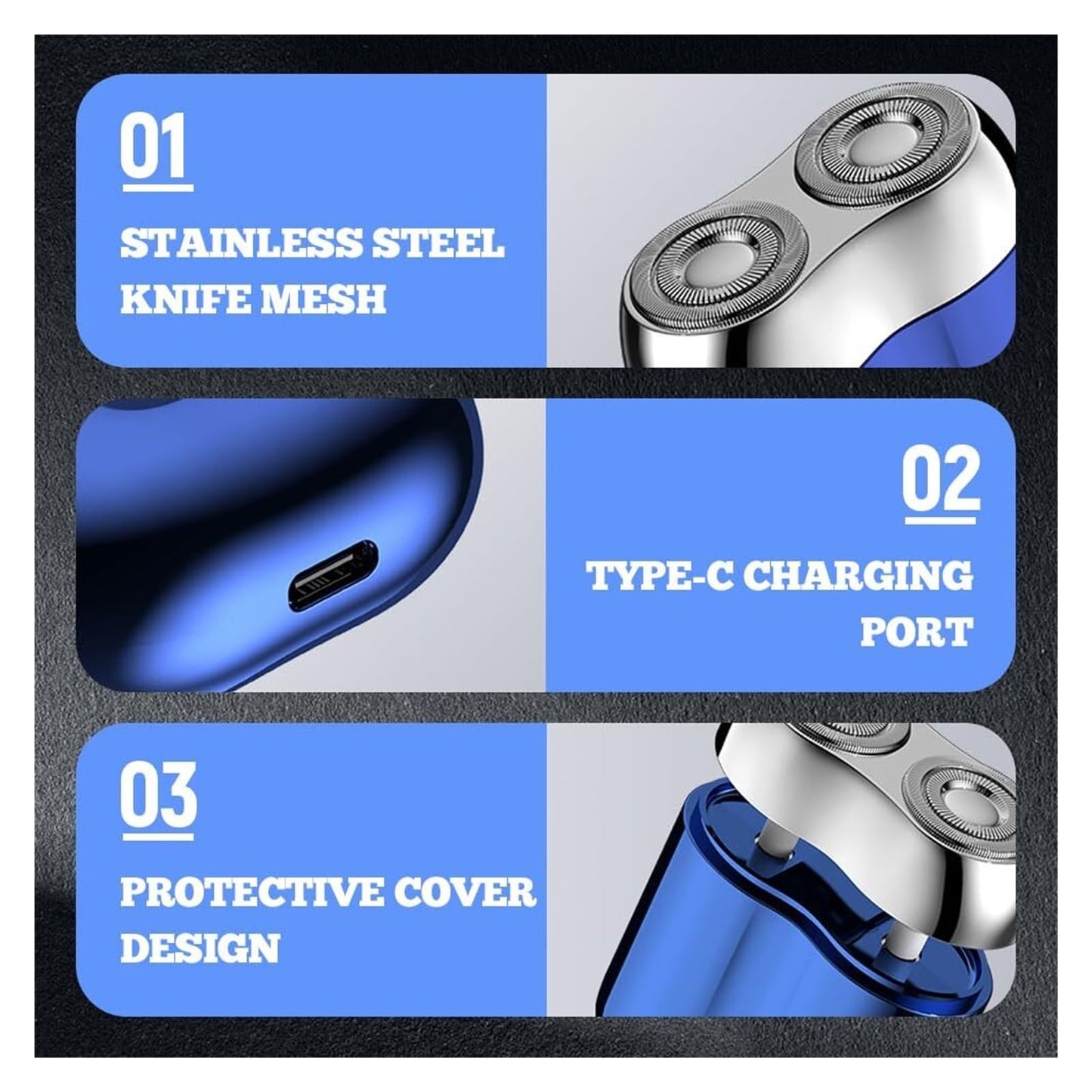 PWVFXHYF 2025 New Upgrade Mini Dual-Head Electric Shaver - Pocket-Size USB Rechargeable Shaver for Men, Washable Double Head Razor(Blue) Beauty and Personal Care PWVFXHYF