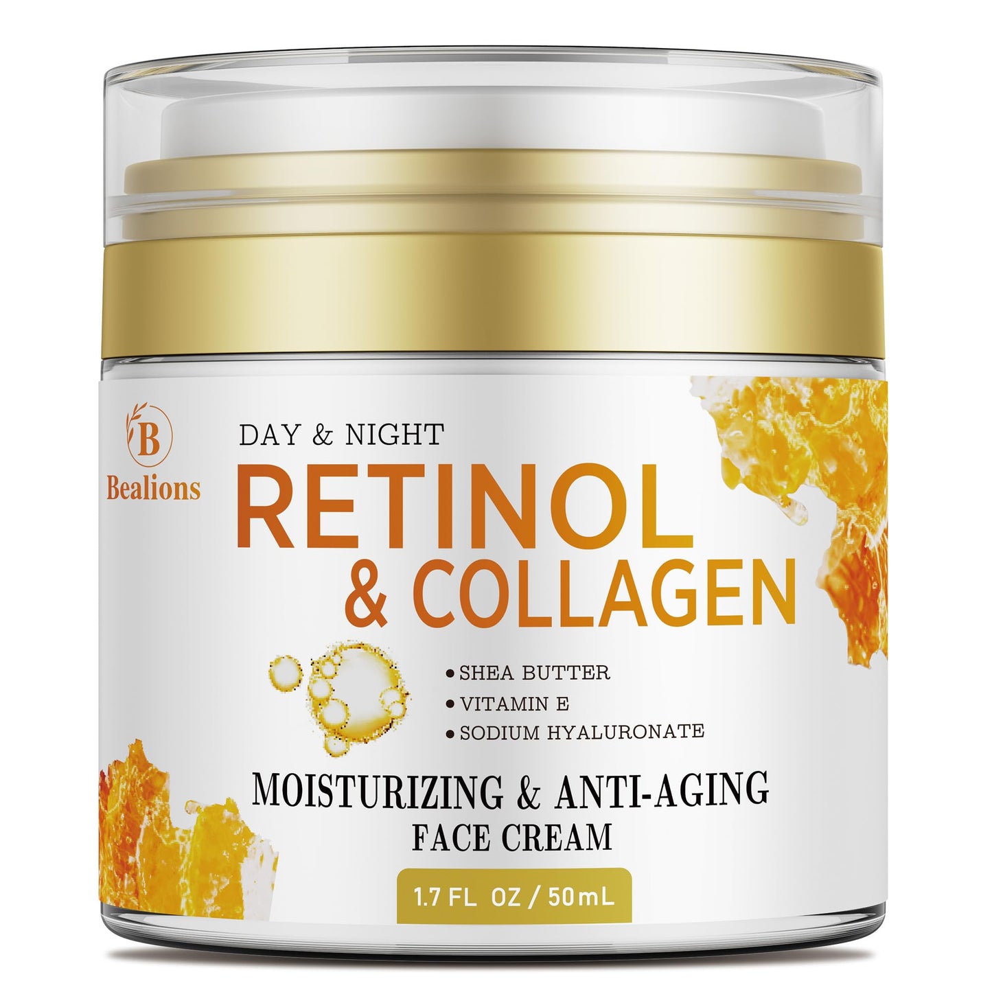 Retinol Cream for Face Anti Aging: Wrinkle Cream for Face Neck with Collagen Hyaluronic Acid - Night Moisturizer for Men Women - Facial Skin Care Gift Beauty and Personal Care Bealions