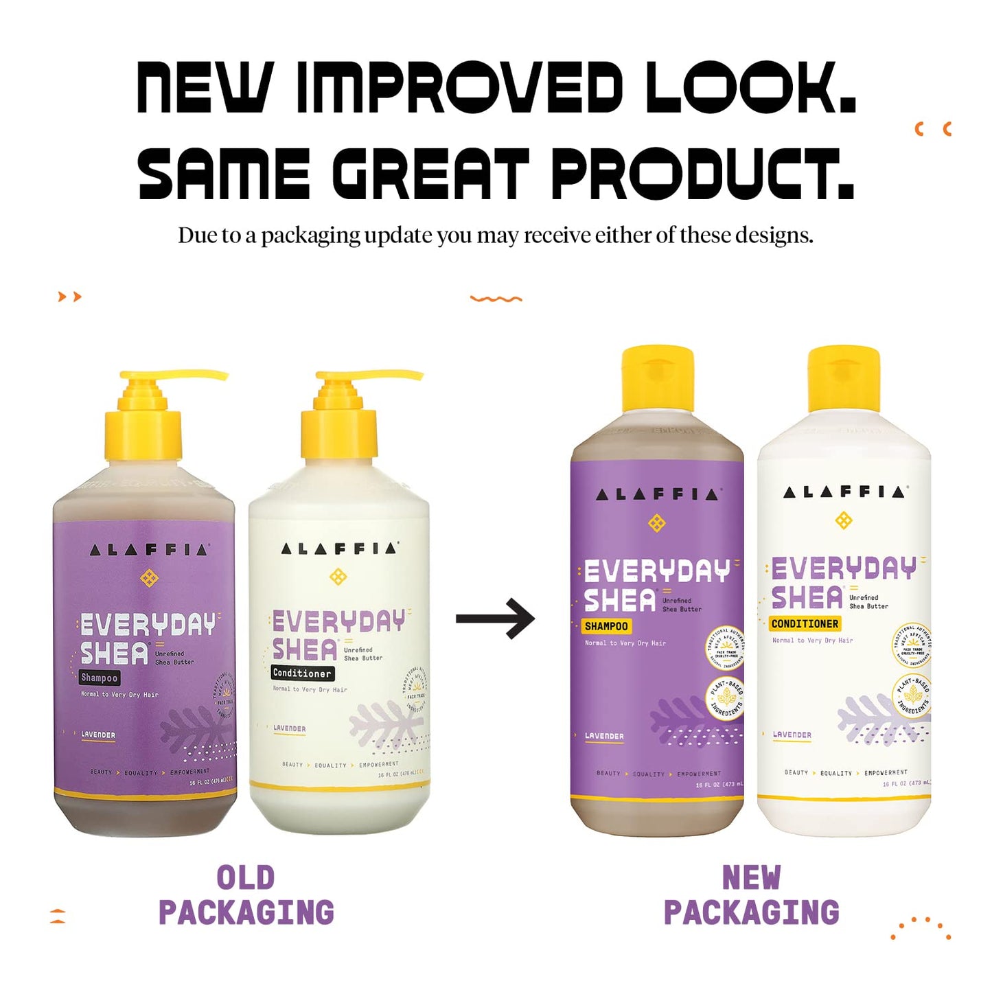 Alaffia Shampoo and Conditioner, Lavender - EveryDay Shea Sulfate-Free Shampoo and Conditioner Set with Shea Butter and Coconut Oil, 16 Oz Ea Beauty & Personal Care Alaffia