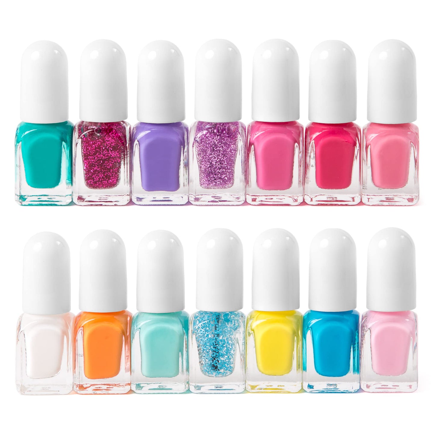 SIMPLE PLEASURES Rainbow Glitter Kids Nail Polish Set for Girls - 14 Water-Based Non -Toxic Nail Art Kit - Gift Set for Ages 7-12 Beauty & Personal Care SIMPLE PLEASURES
