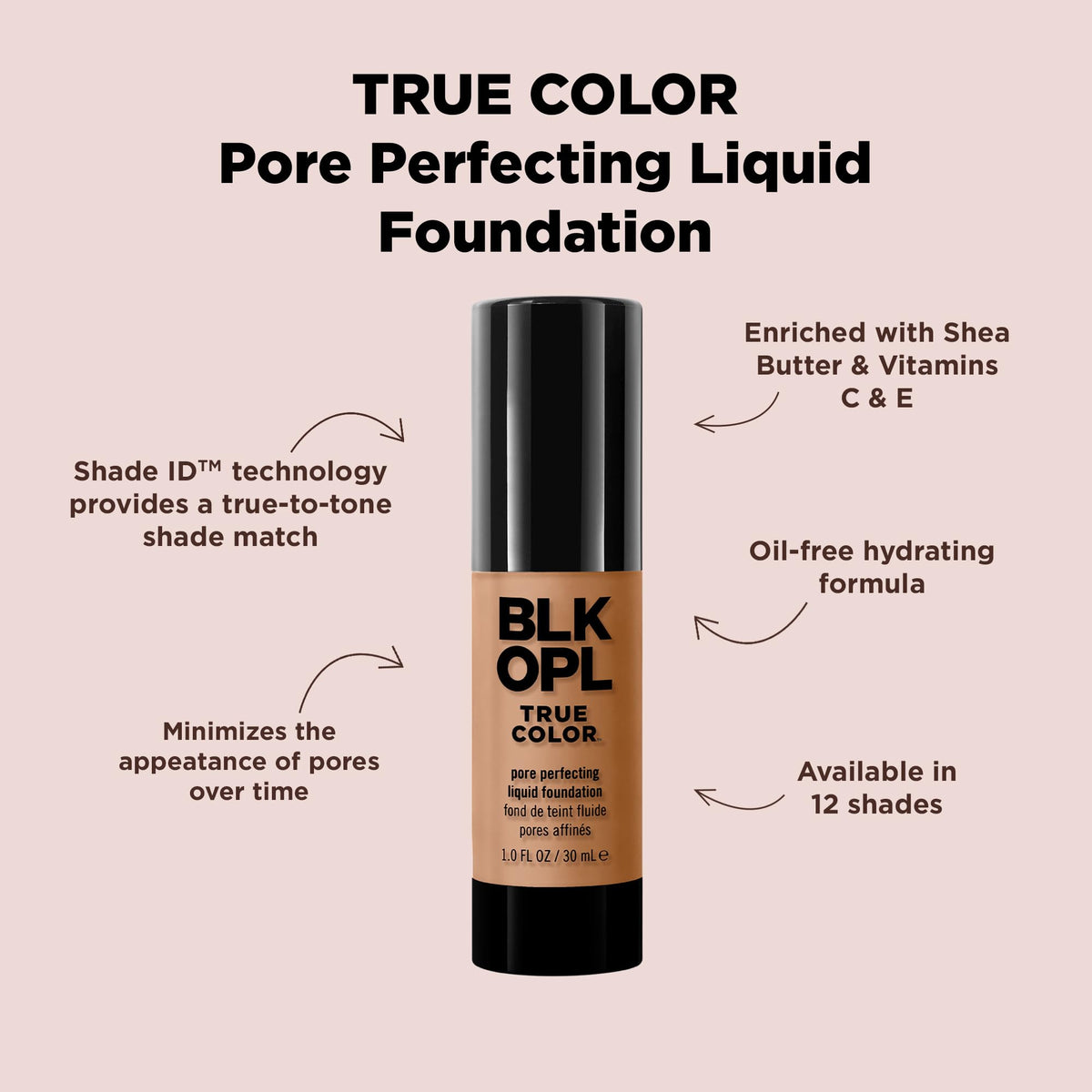 Black Opal Ounce True Color Pore Perfecting Liquid Foundation, Truly Topaz, 1 Fl Oz