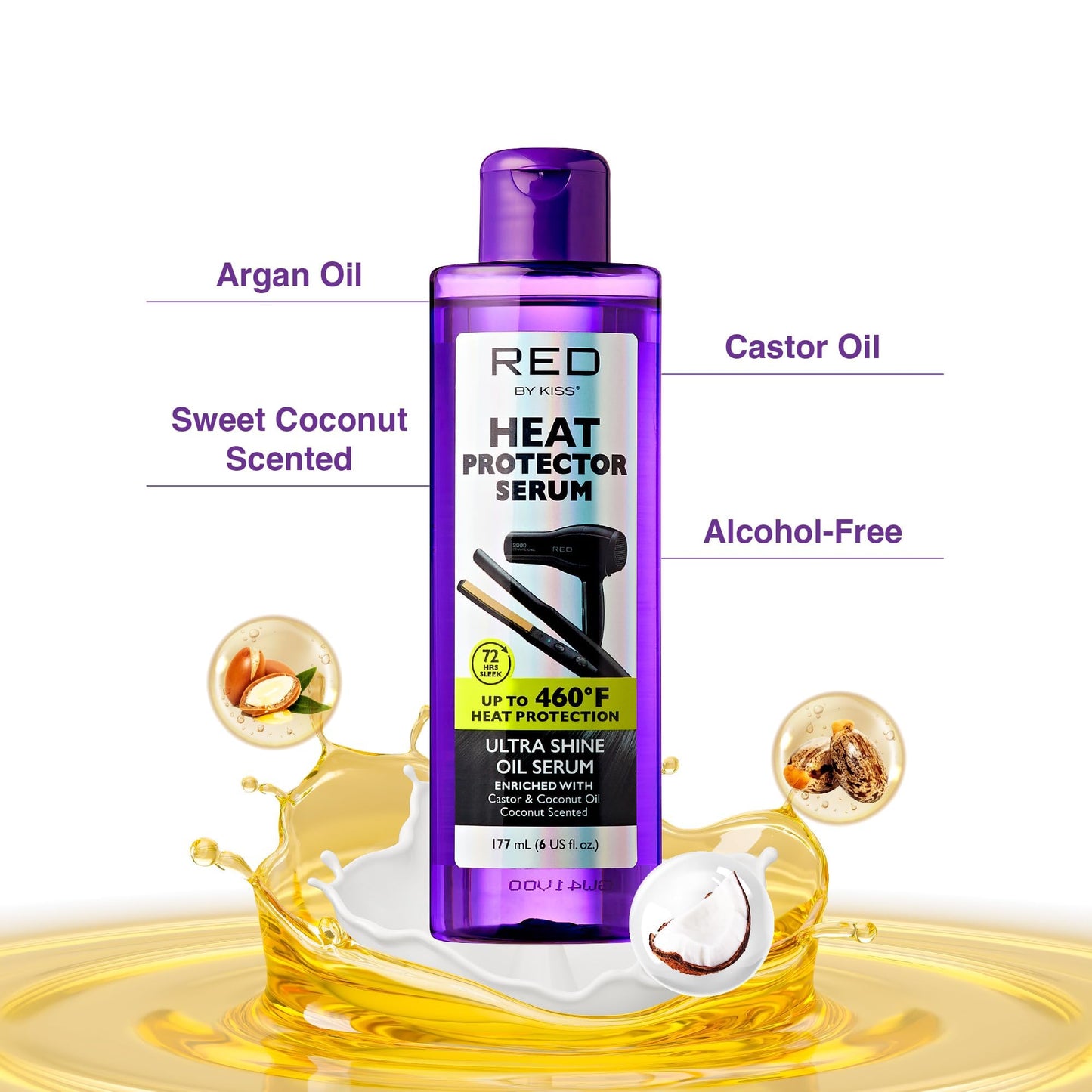 RED by KISS 2 Pcs Styling Set, 0.3” Ceramic Tourmaline Pencil Flat Iron & 6 Fl Oz Heat Protectant Hair Serum with Castor & Coconut Oil, for Edges Beauty & Personal Care Red by Kiss