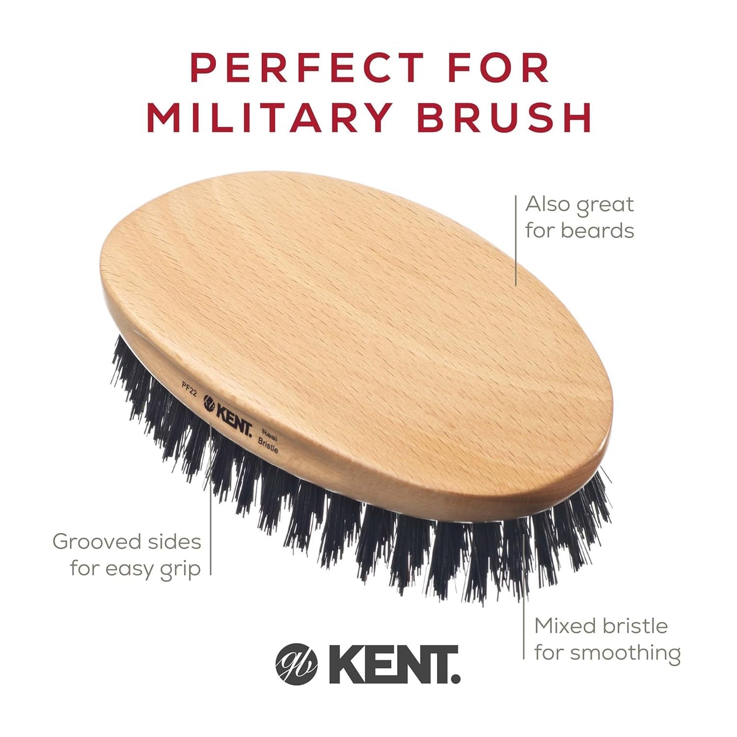 Kent Mens Beard Kit, 81T Extra Small Beard Mustache Comb, Fot All Fine Tooth Pocket Comb and PF22 Oval Palm Hair Brush. Beard and Mustache Grooming Beauty and Personal Care KENT