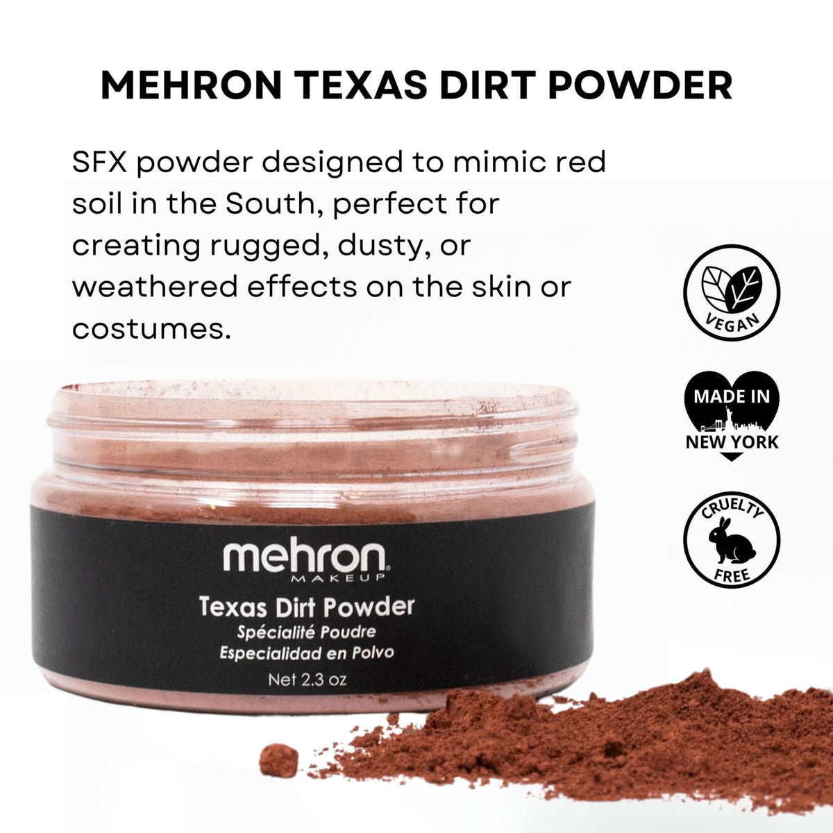 Mehron Makeup Special FX Powder - TEXAS DIRT, Fake Dirt Makeup, 2.8 oz
