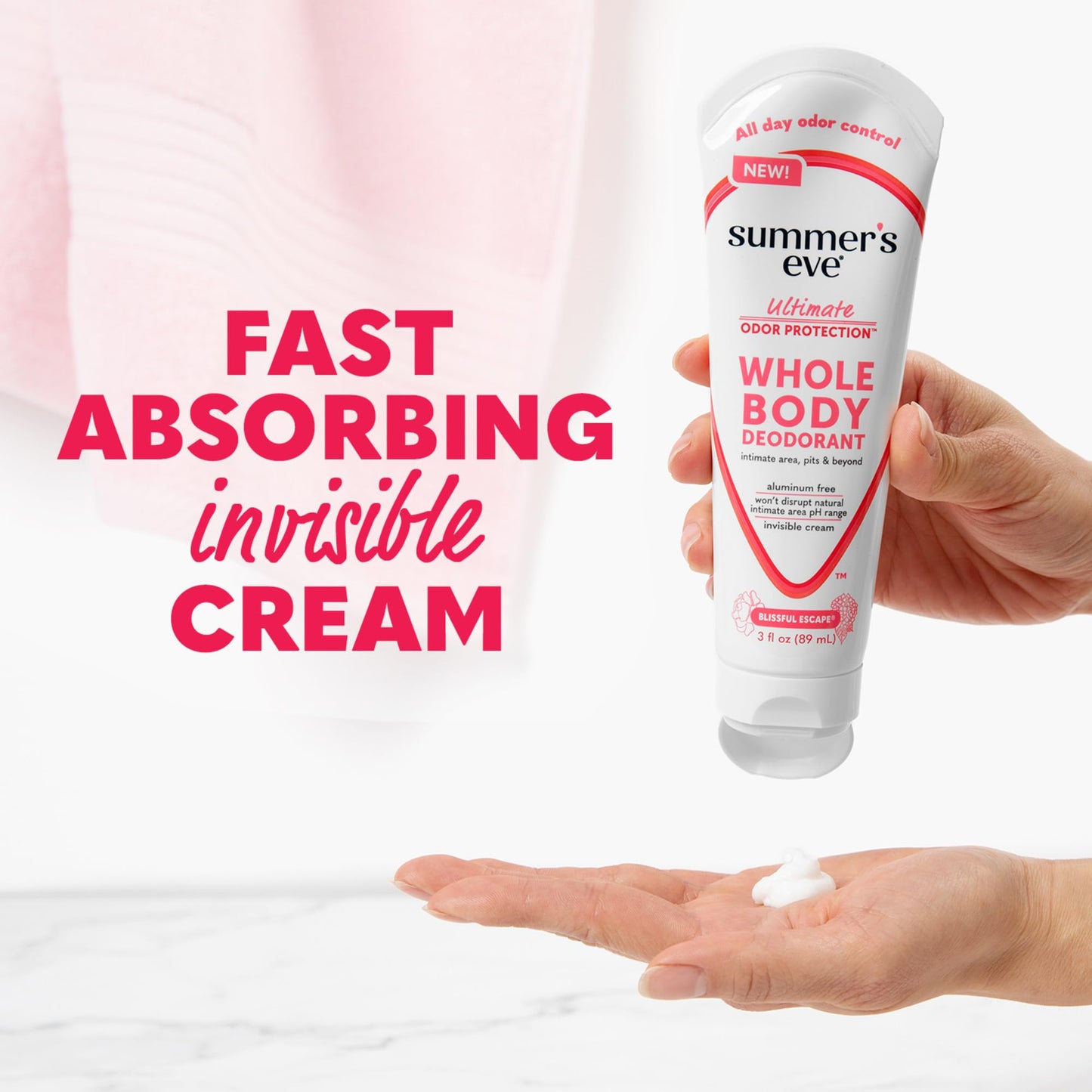 Summer's Eve Blissful Escape Whole Body Deodorant for Women, Aluminum-Free Ultimate Odor Control Cream, 3 Oz Beauty and Personal Care Summer's Eve