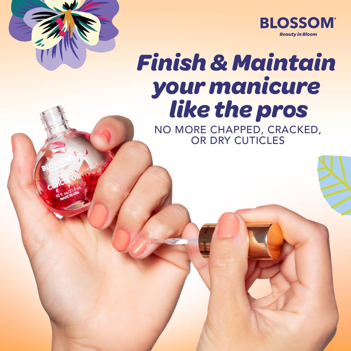 Blossom Cuticle Oil for Nails, Hydrating, Moisturizing, Scented Nail Oil Cuticle Care, Infused with Real Flowers, Made in USA, 0.5 fl. oz, Amazon Beauty & Personal Care Blossom