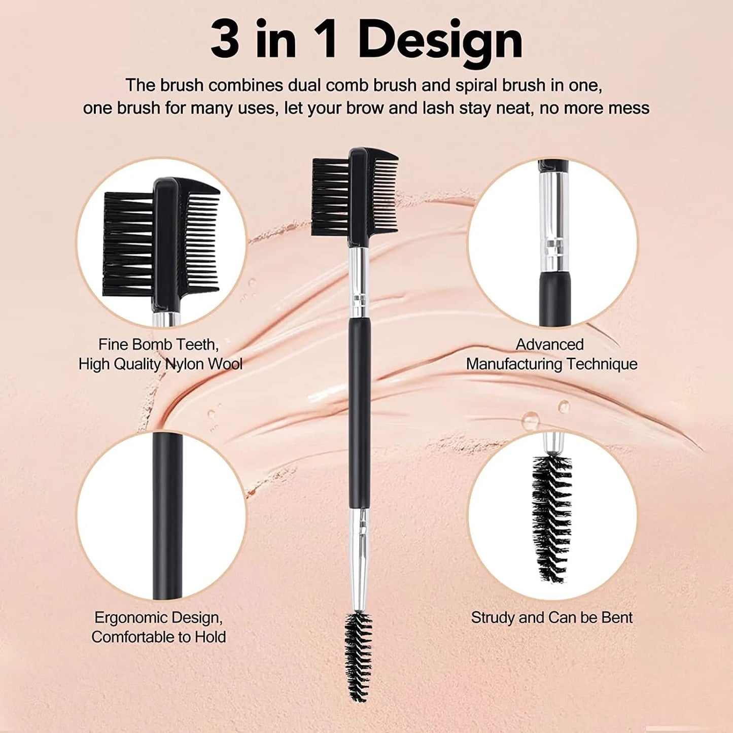 3pcs 3 Head Eyebrow Eyelash Shaper Eyelash Comb Double Head Brush Makeup Grooming Tool Cosmetic with 3 Different Spoolie Brushes for Separating Beauty & Personal Care MUIIGOOD