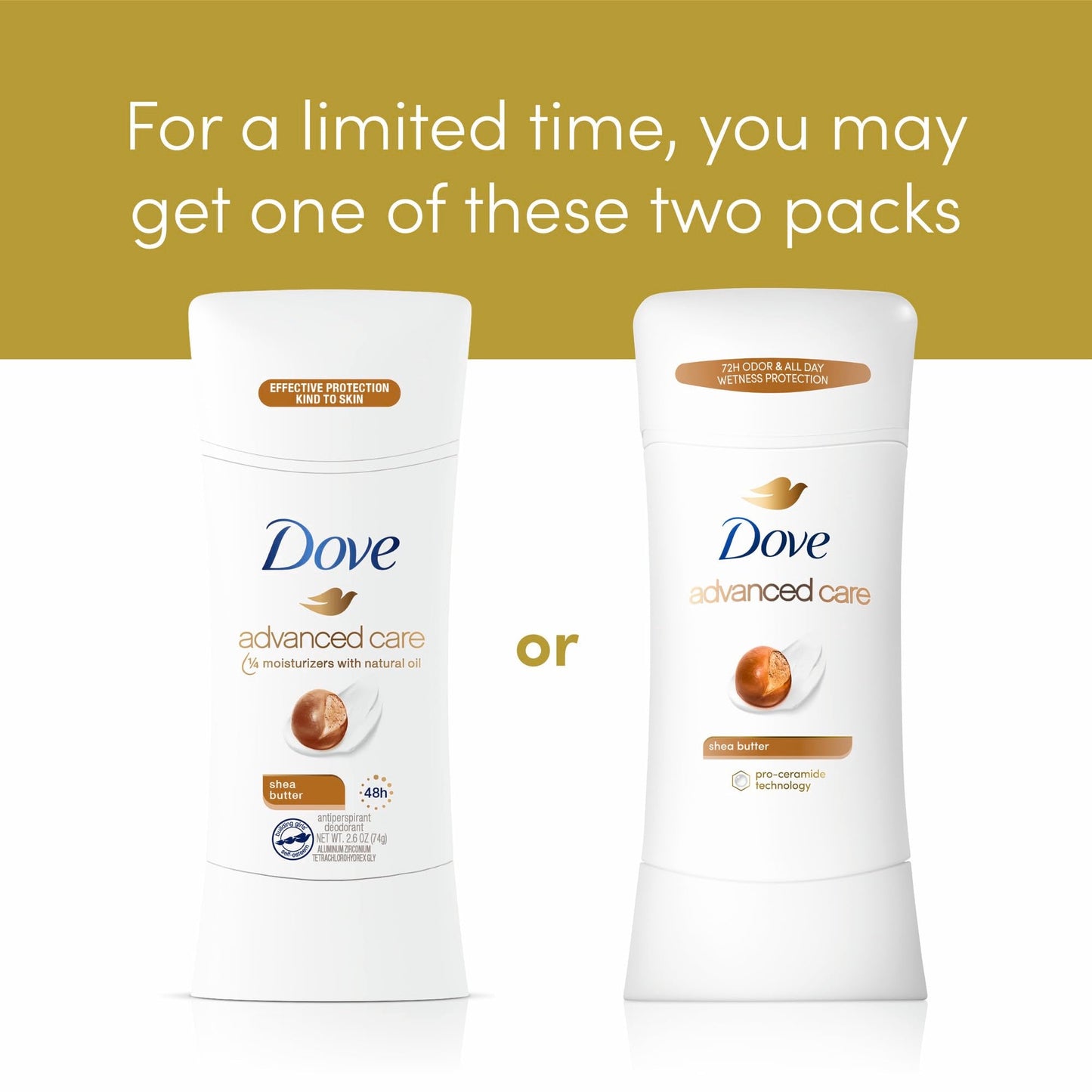 Dove Advanced Care Antiperspirant Deodorant Stick Shea Butter 4 ct with Pro ceramide technology for helping skin barrier repair after shaving 72 hour Beauty and Personal Care Dove