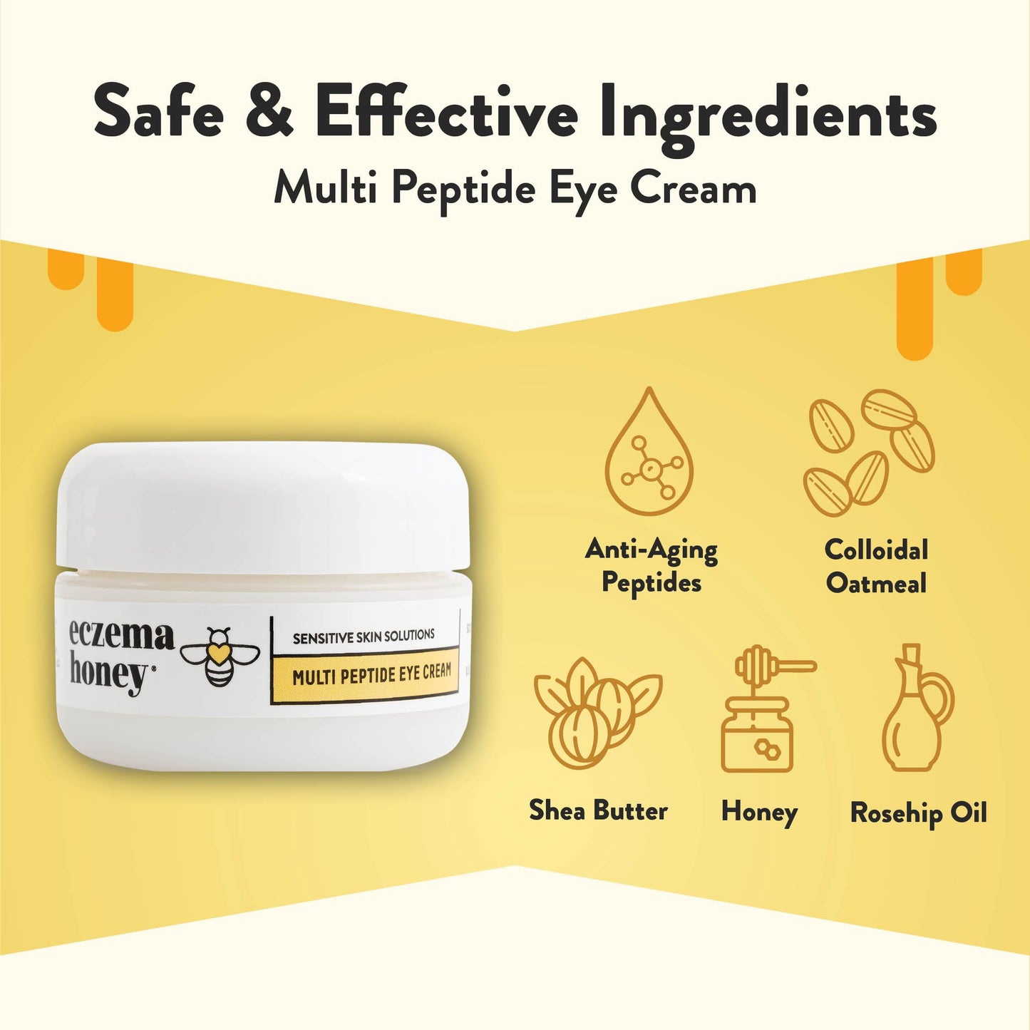 ECZEMA HONEY Multi Peptide Eye Cream - Anti Aging Eye Cream for Dark Circles & Puffiness - Facial Skin Care Products for Eczema, Dry & Sensitive Skin Beauty & Personal Care ECZEMA HONEY