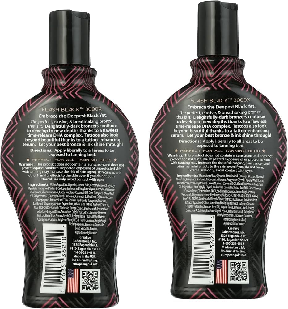 European Gold Flash Black 3000X Indoor Tanning Lotion - Ultra-Dark Advanced Formula with Time-Release DHA Bronzers for Long-Lasting, Deep Color Beauty & Personal Care European Gold