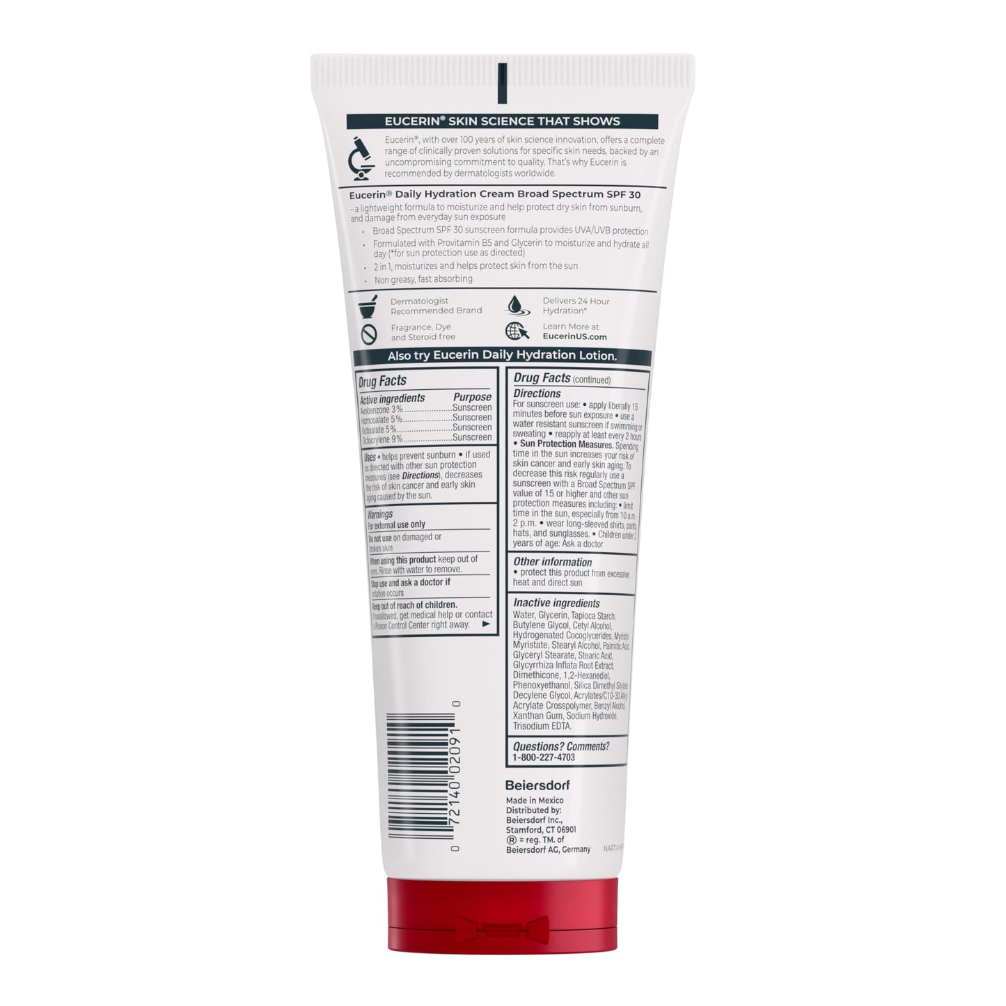 Eucerin Daily Hydration Broad Spectrum SPF 30 Sunscreen Body Cream for Dry Skin, Fragrance Free Sunscreen Moisturizer, 8 Oz Tube Beauty & Personal Care Eucerin