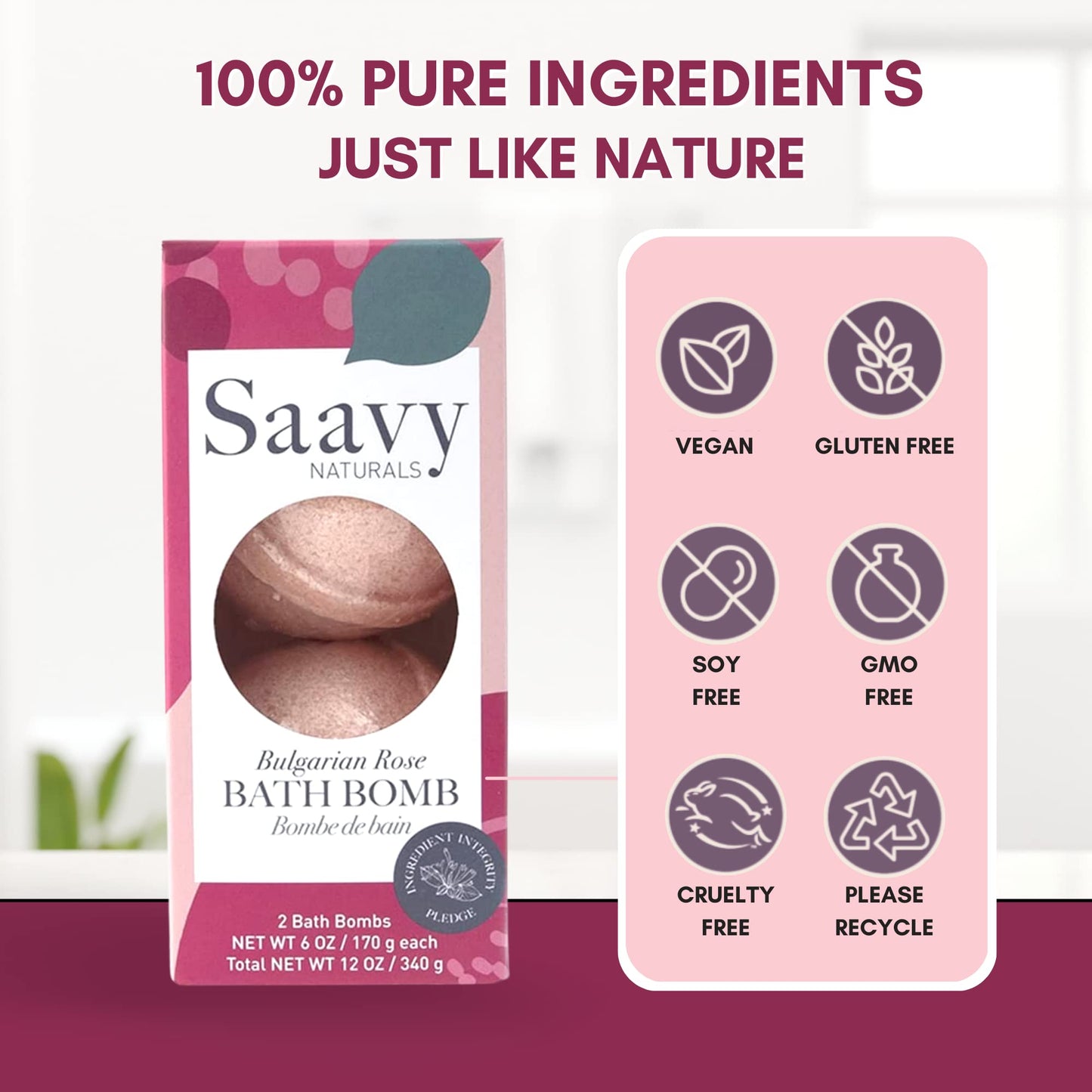 Saavy Naturals Bath Bombs, Indulgent Bulgarian Rose Scent, Gentle Moisturizig Formula, Foaming Fizz Bubbles, Gift for Women and Kids, 6 Oz Each, 2… Beauty & Personal Care Saavy Naturals