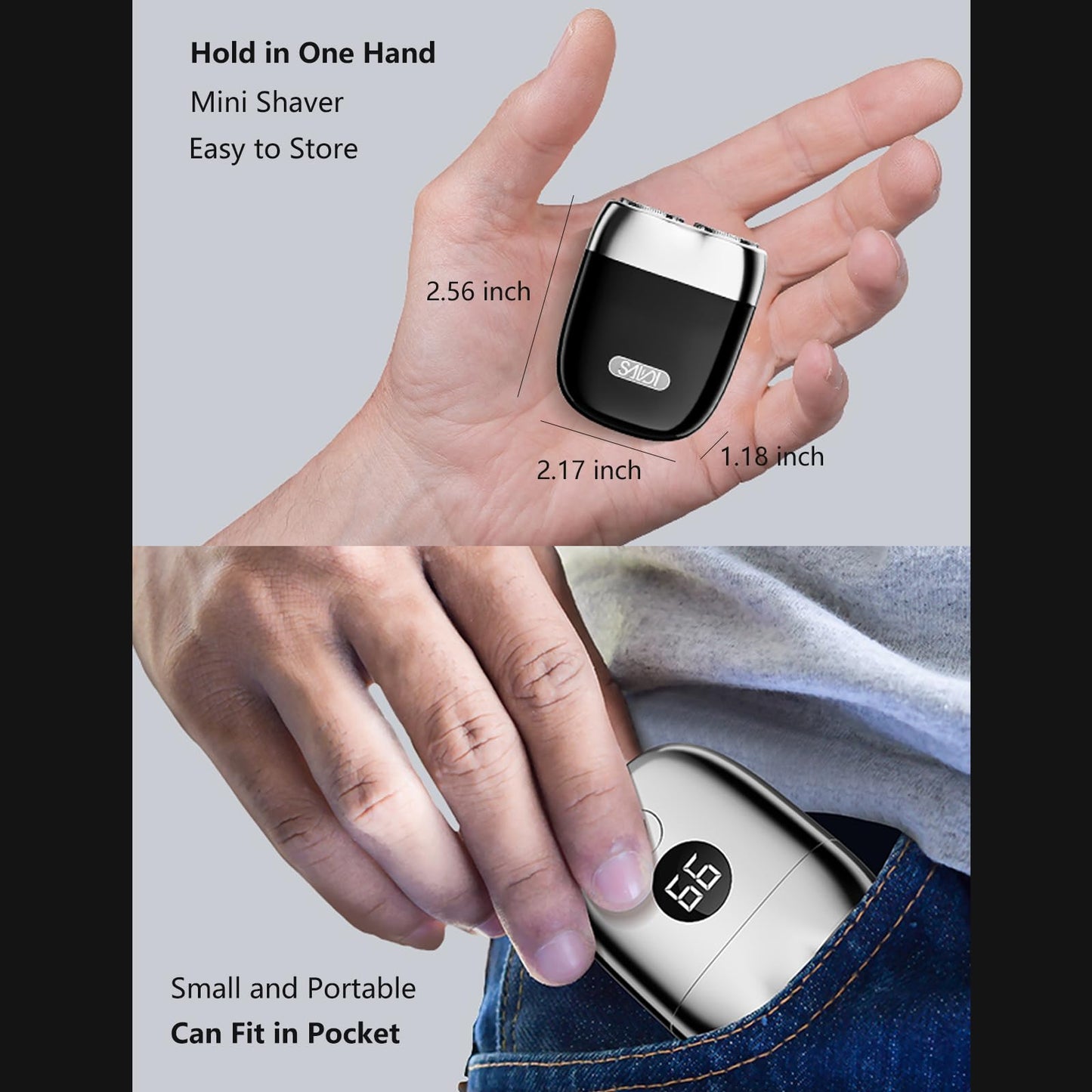 Electric Mini Shaver Pockets Razor Trimmer for Men, Portable Wet and Dry Cordless Rechargeable Shaver, Waterproof IPX7, Suitable for Travel, Car Beauty and Personal Care Xingyuei