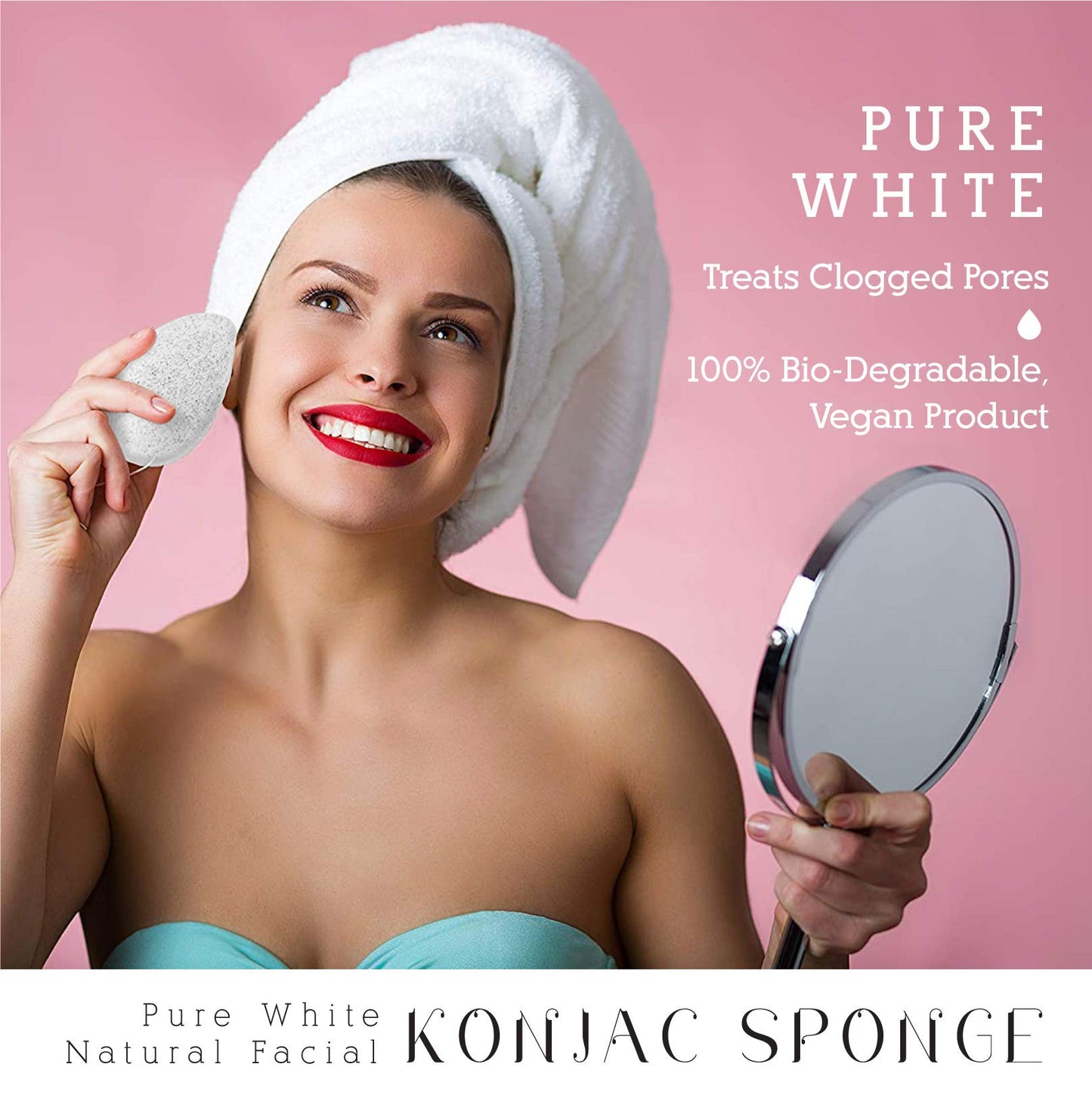 Pursonic Natural Konjac Bamboo Charcoal Facial Sponge for Gentle Face Cleansing and Exfoliation, Helps with Clogged Pores 100% Bio-Degradable,Vegan Beauty and Personal Care PURSONIC