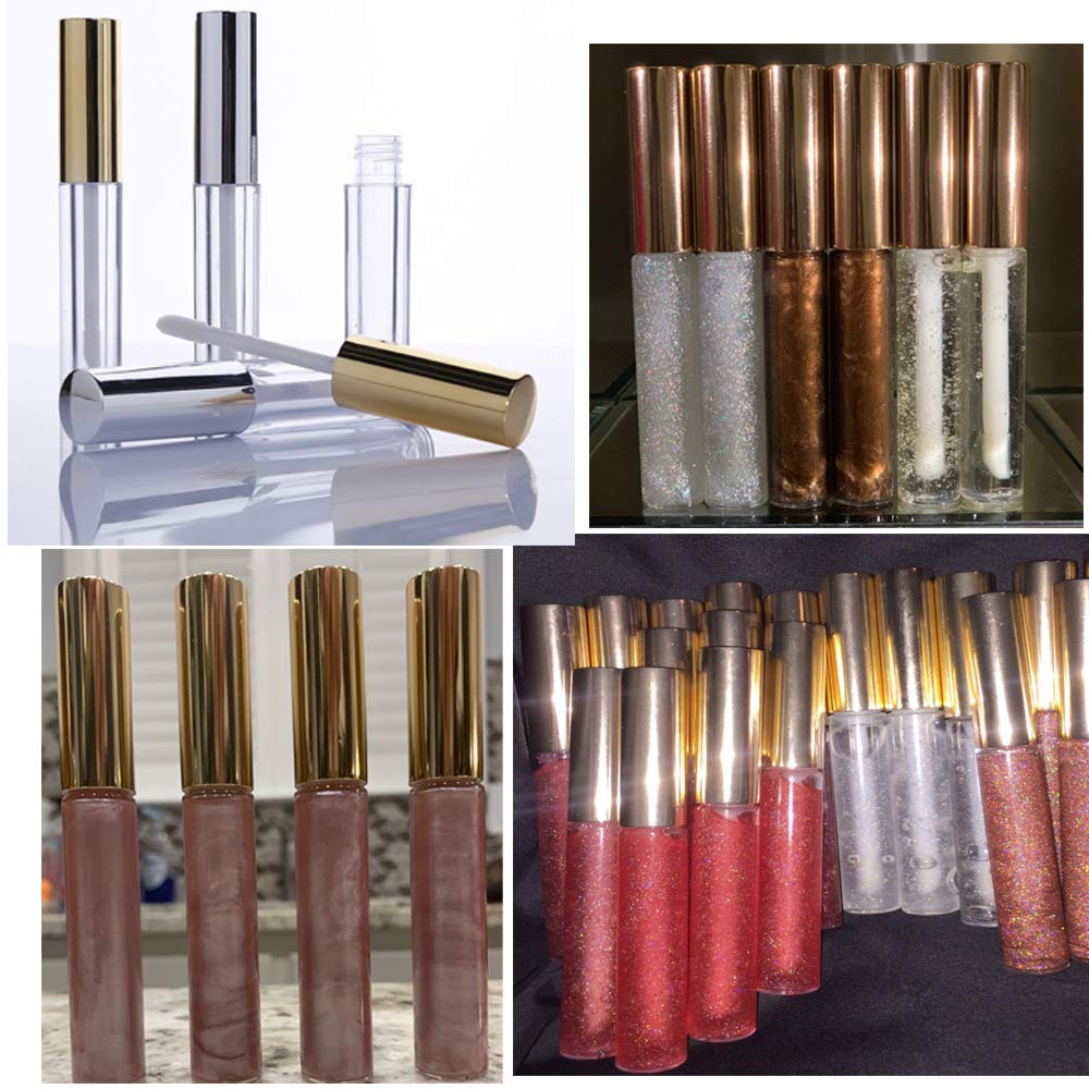 J.B.Y JUST BE YOURSELF 30 Plastic PET Lip Gloss Tubes 10ML Balm Container Clear Stopper Multi Color Lot (Gold) Beauty & Personal Care J.B.Y JUST BE YOURSELF