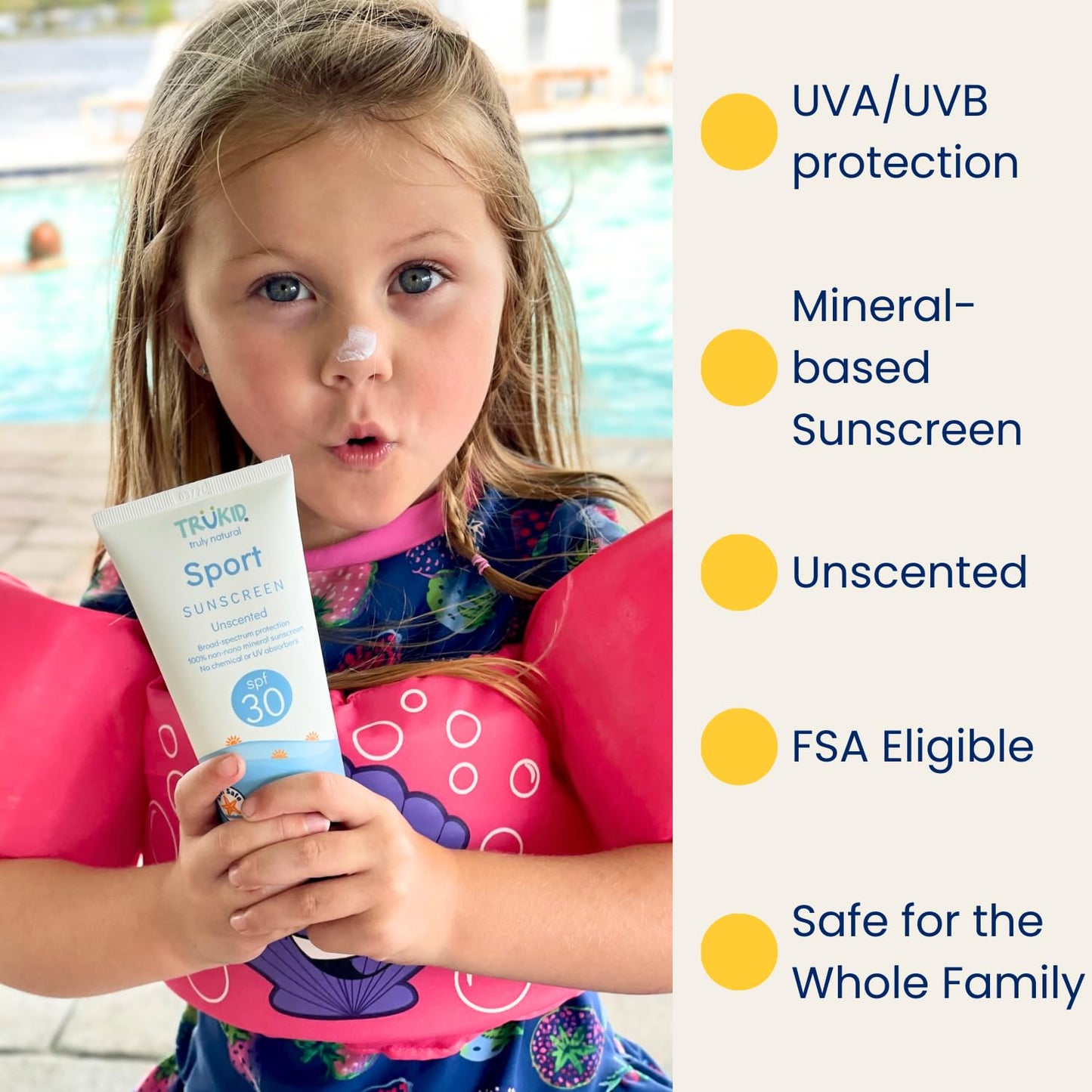 TruKid Sport Mineral Sunscreen SPF 30 - All Natural Kids & Baby Sunscreen for Face & Body, Non-Toxic Zinc Oxide Sunblock Protection for Sensitive Beauty & Personal Care TruKid